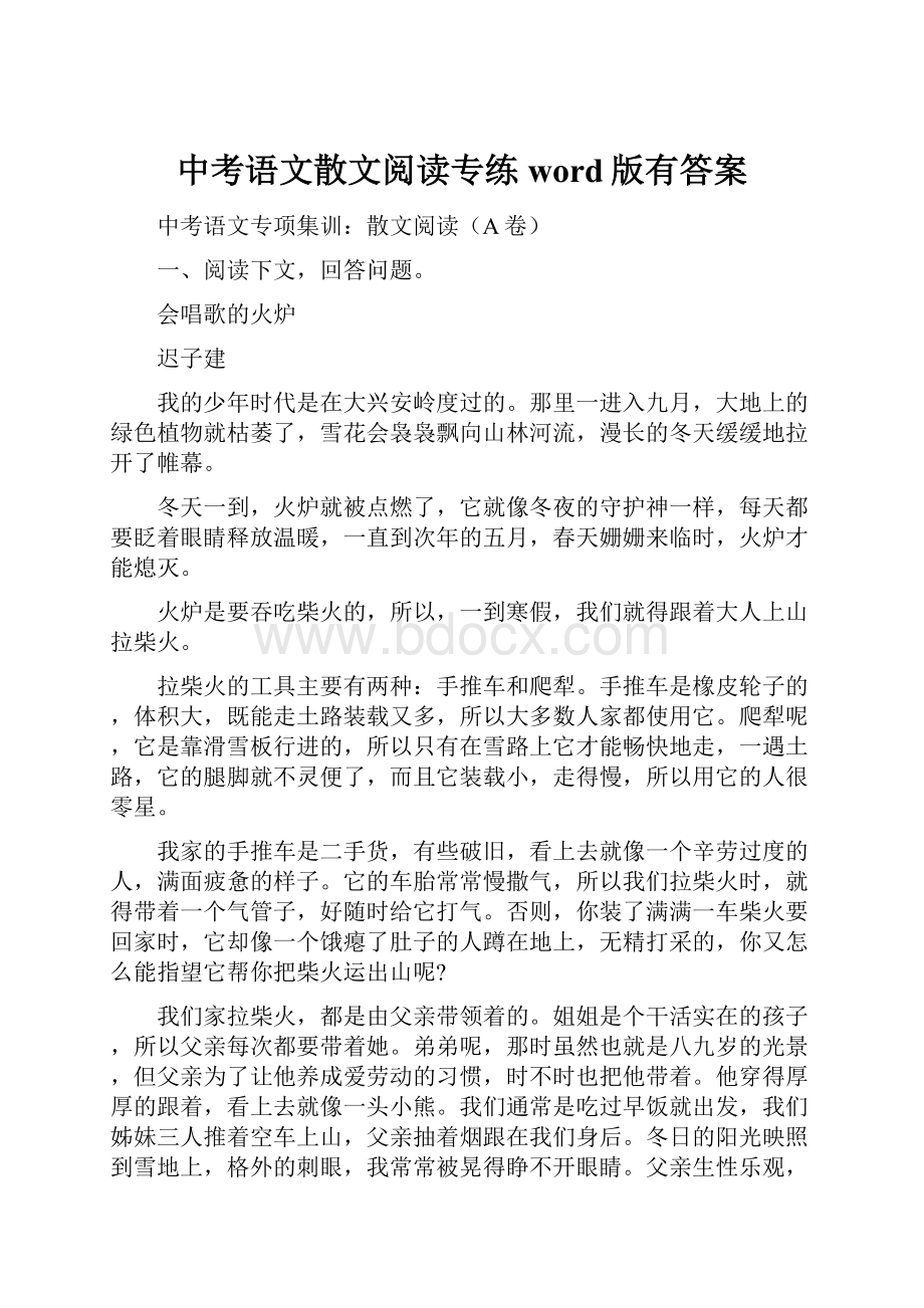 中考语文散文阅读专练word版有答案.docx_第1页