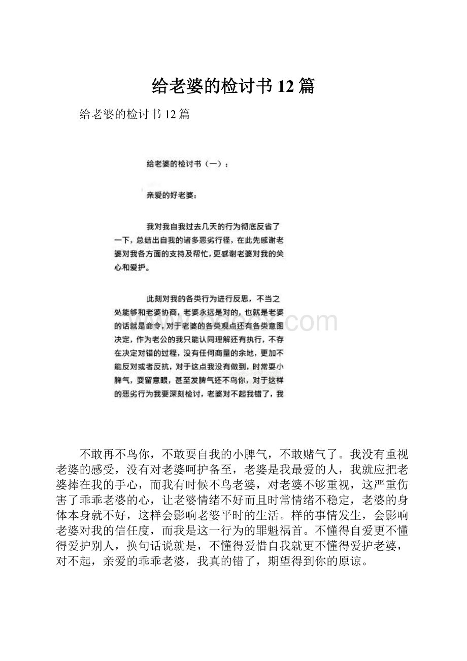 给老婆的检讨书12篇.docx