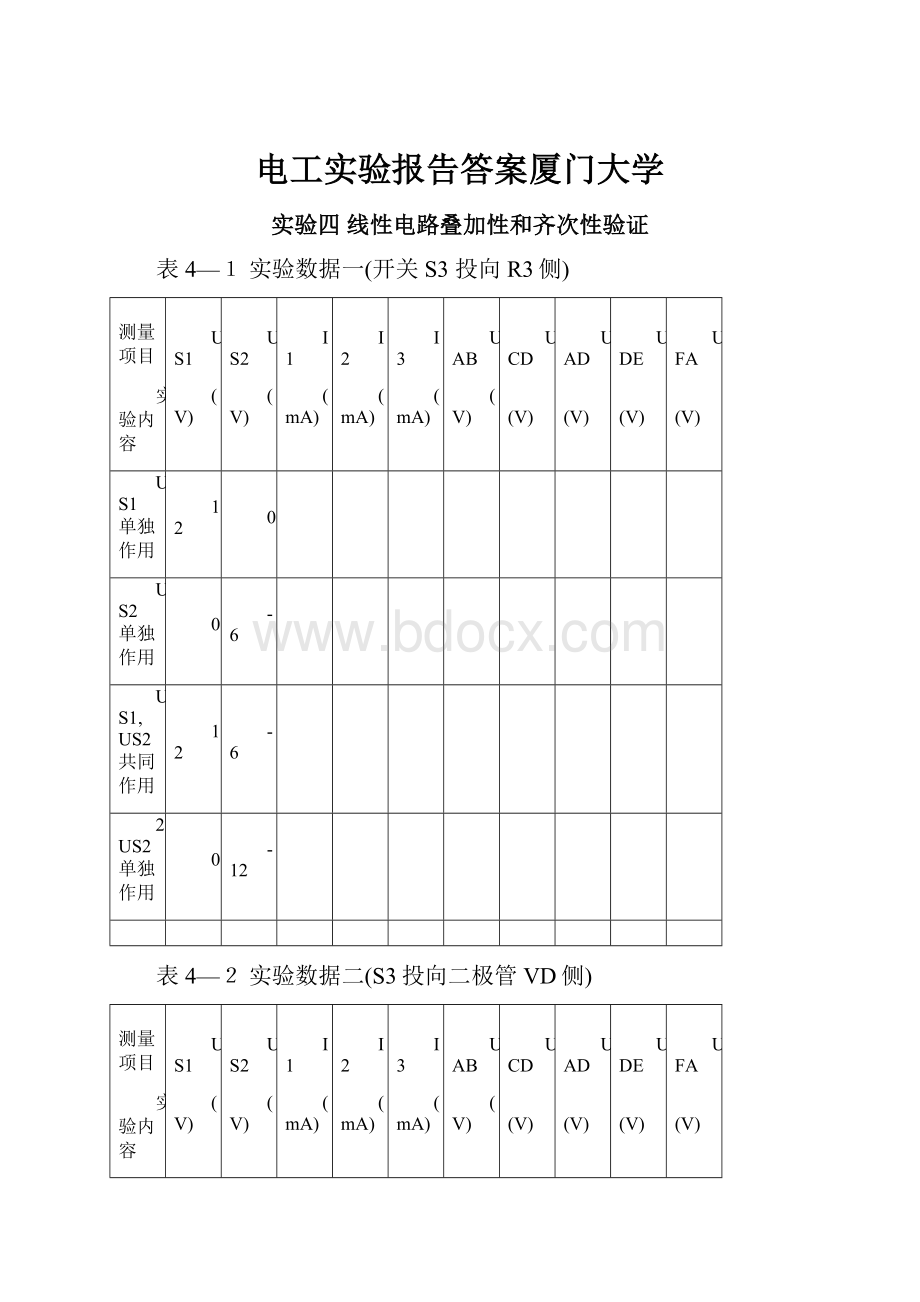 电工实验报告答案厦门大学.docx