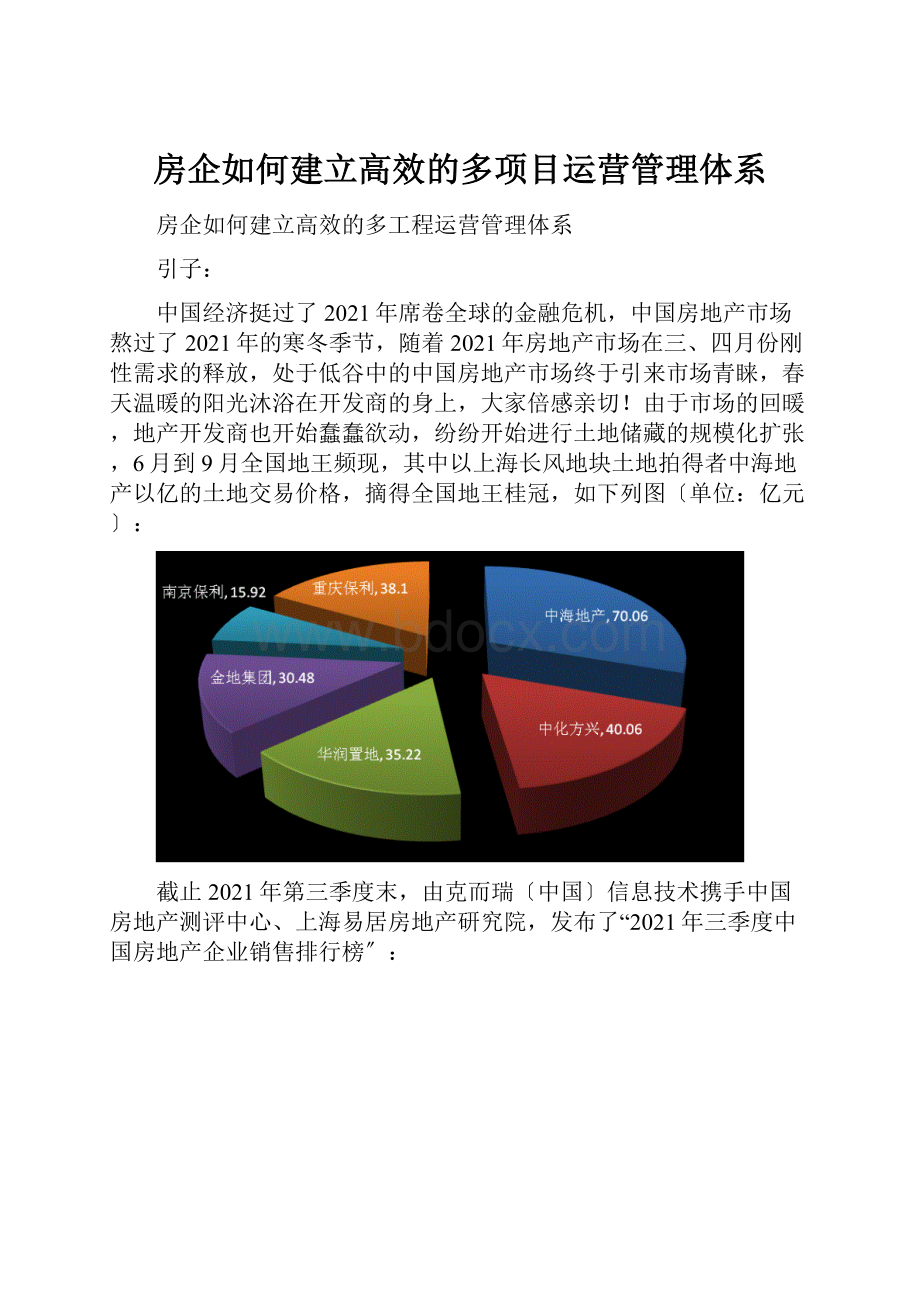 房企如何建立高效的多项目运营管理体系.docx_第1页