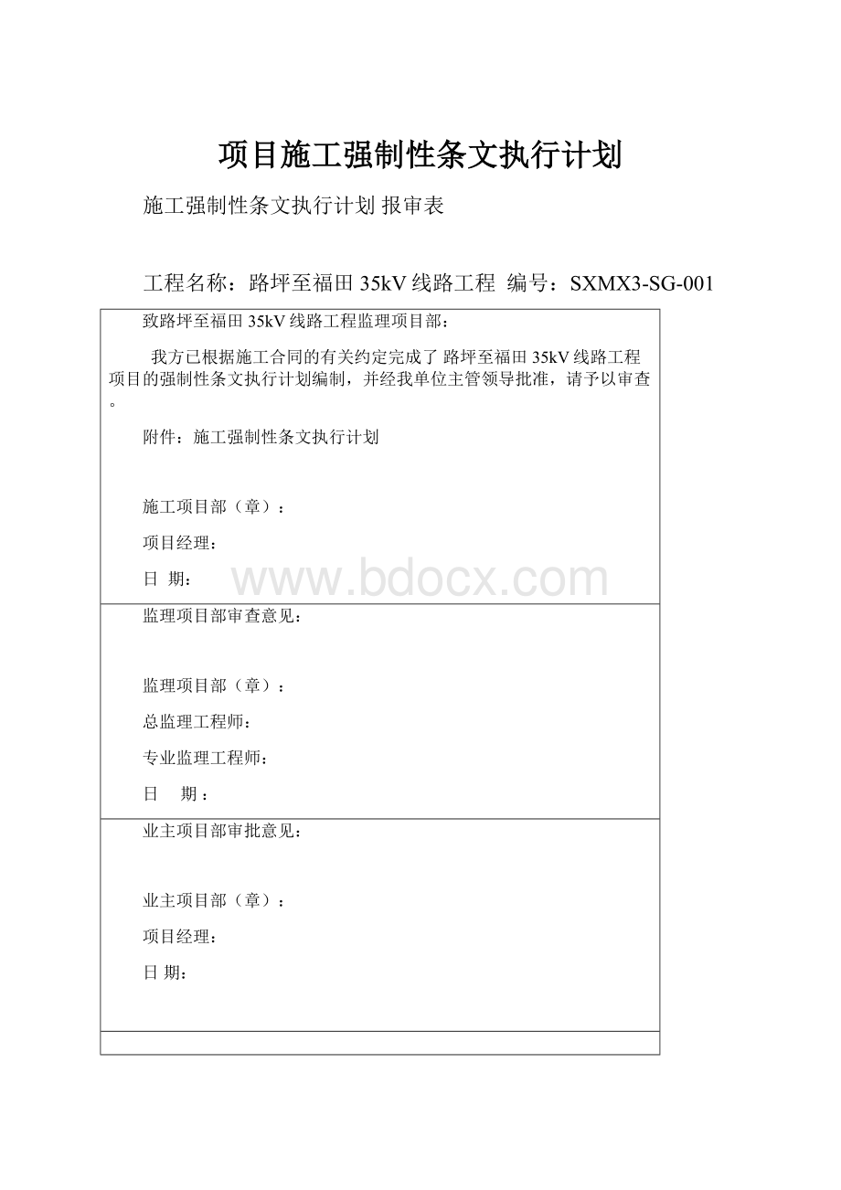 项目施工强制性条文执行计划.docx