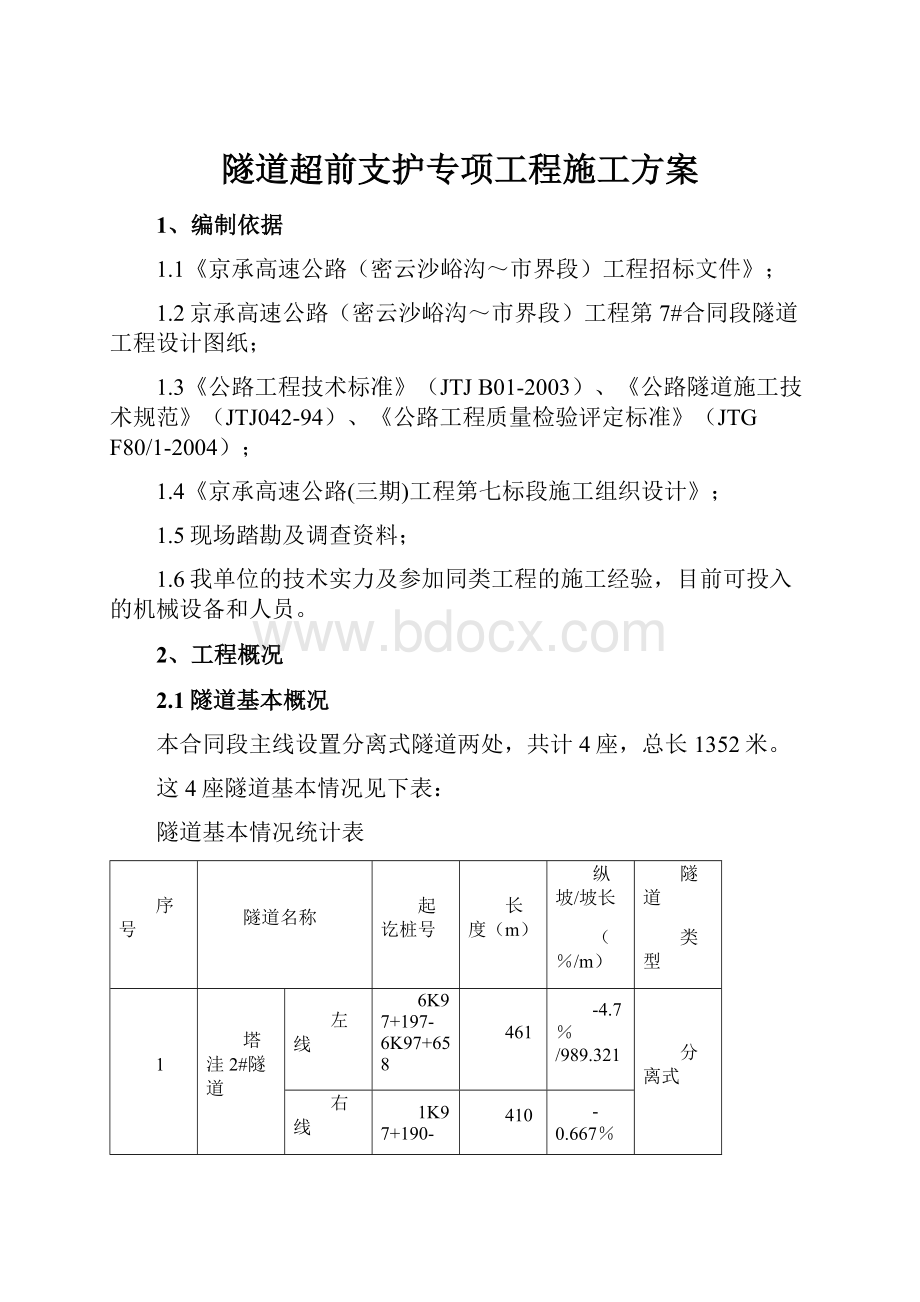 隧道超前支护专项工程施工方案.docx