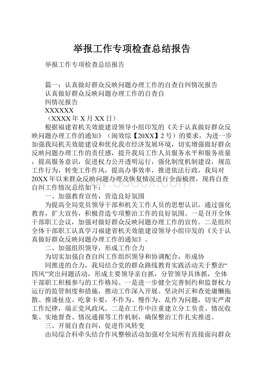 举报工作专项检查总结报告.docx