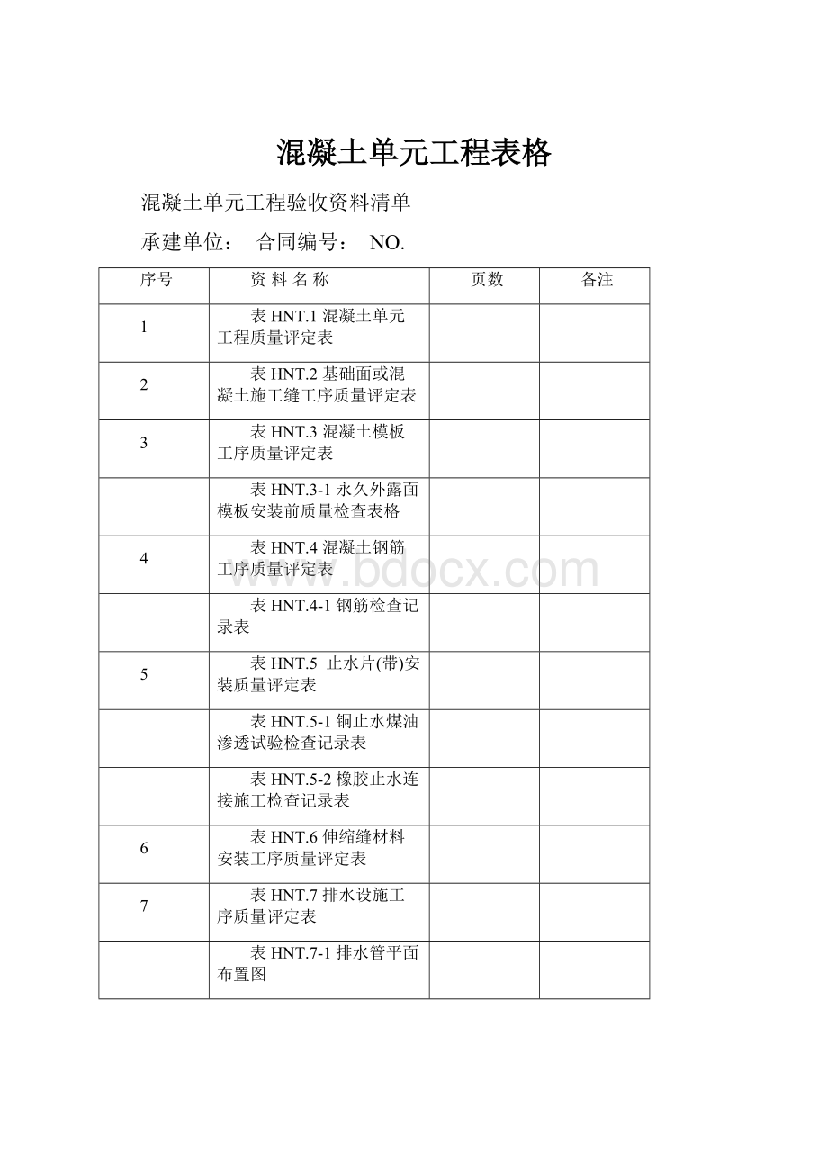 混凝土单元工程表格.docx