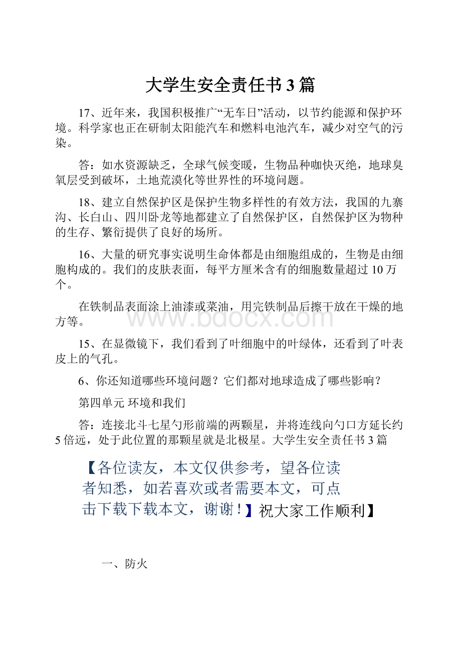 大学生安全责任书3篇.docx_第1页