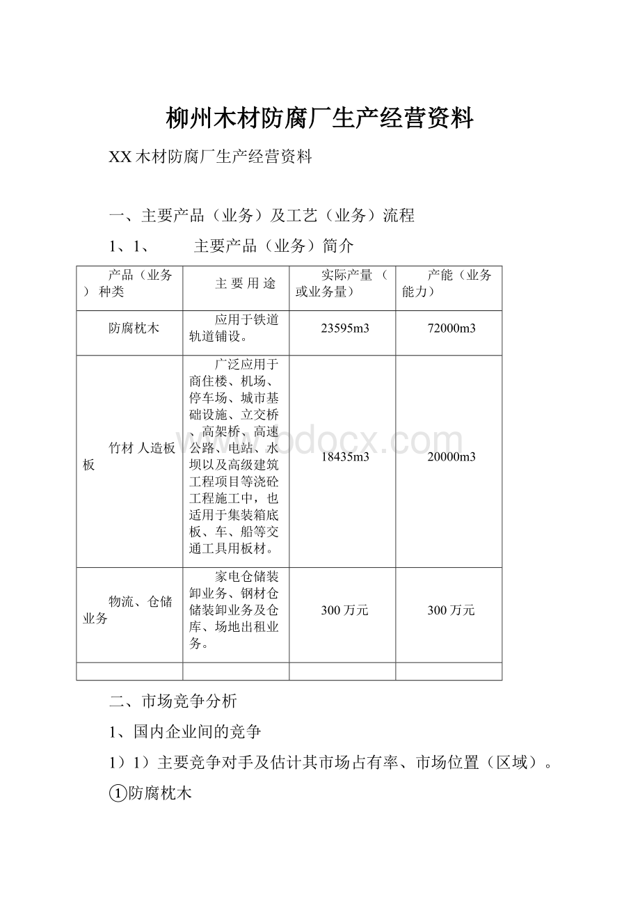 柳州木材防腐厂生产经营资料.docx