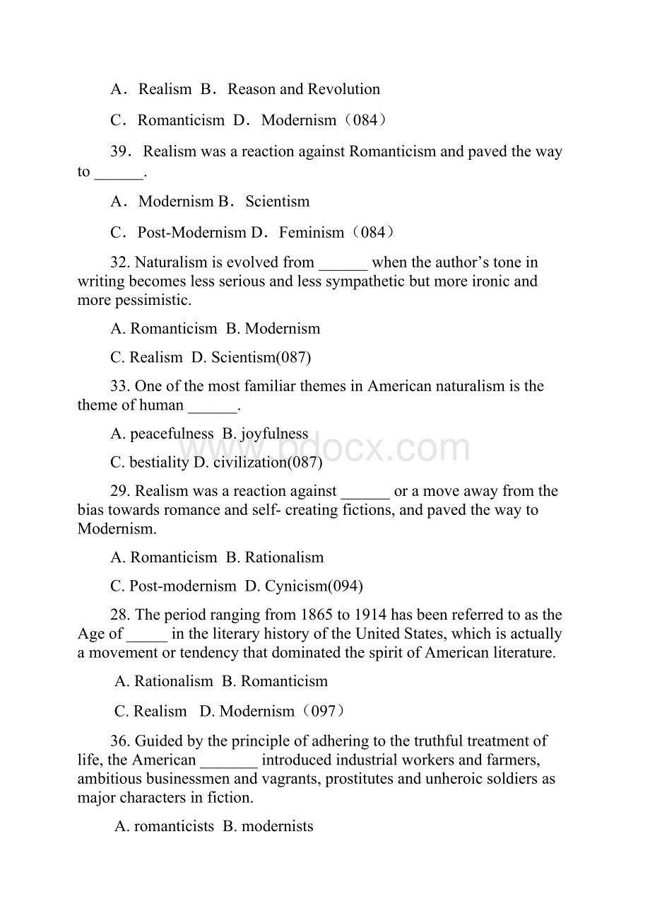 英美文学选读美国现实主义时期练习题汇总选择大题.docx_第3页