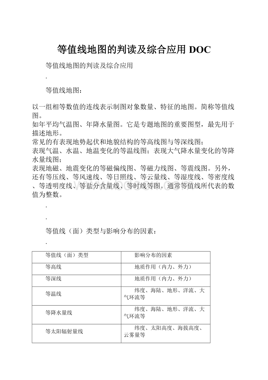 等值线地图的判读及综合应用DOC.docx_第1页