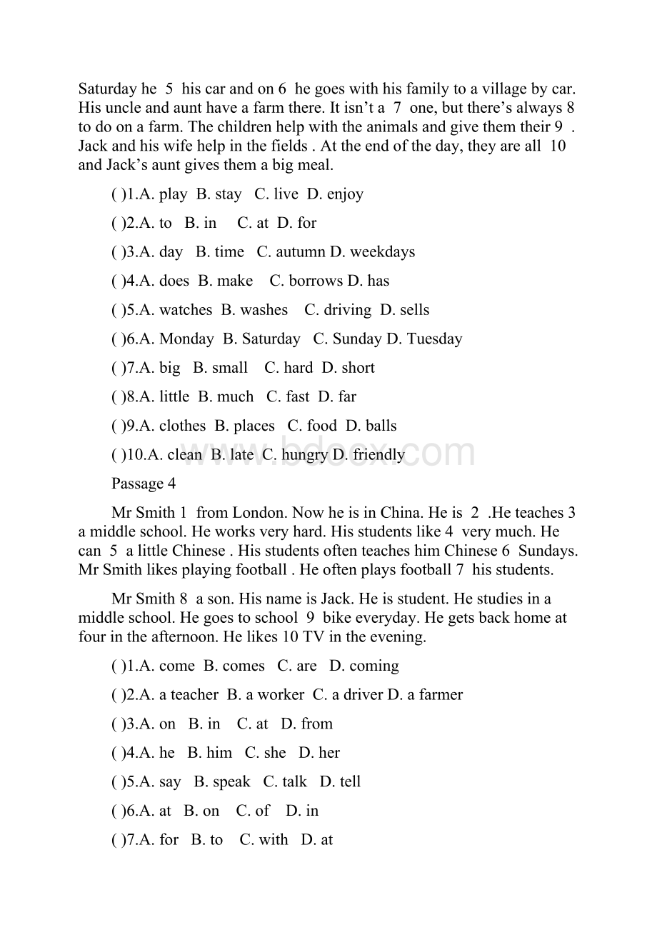 六年级英语完形填空100篇含答案和讲解.docx_第2页