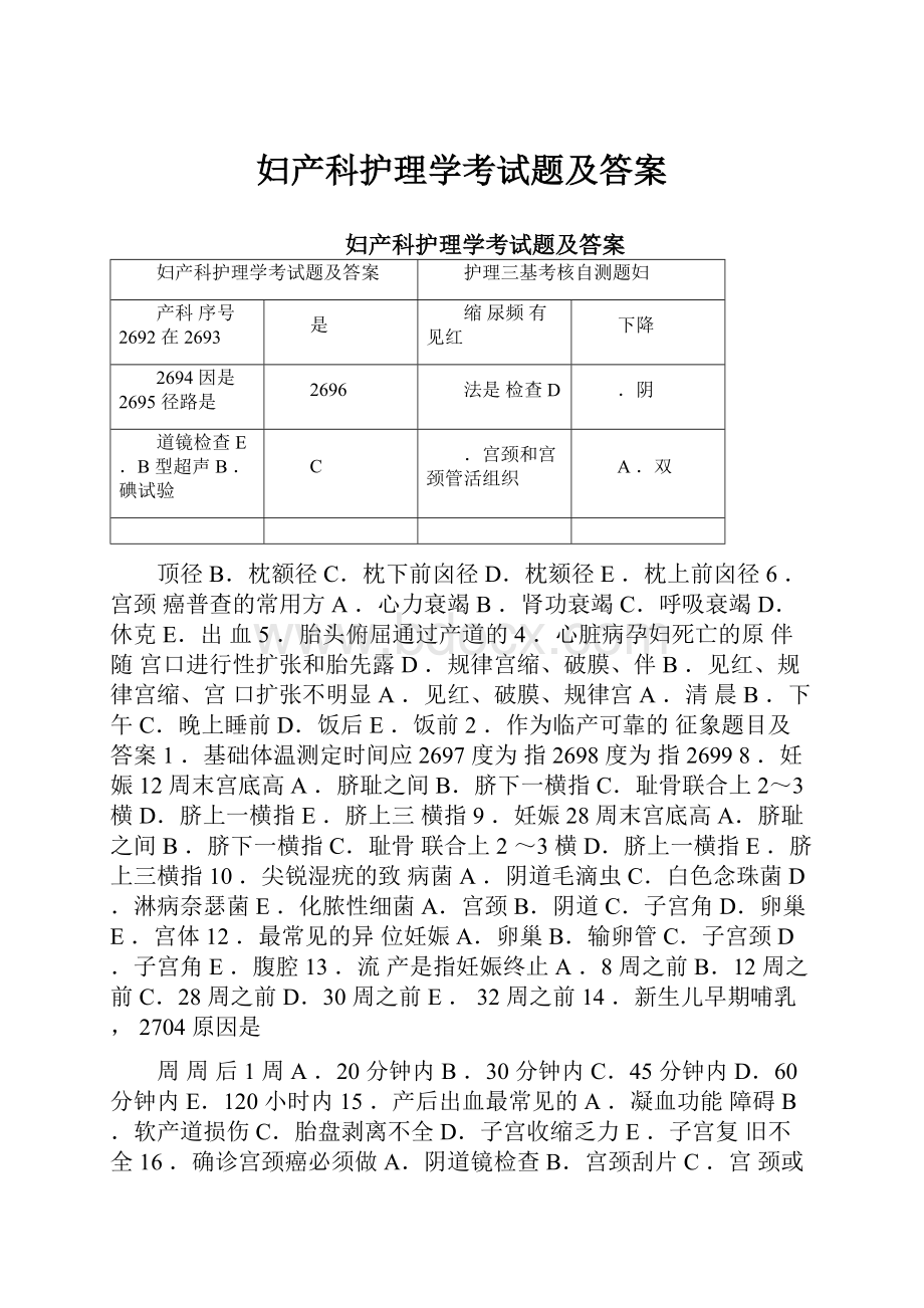 妇产科护理学考试题及答案.docx