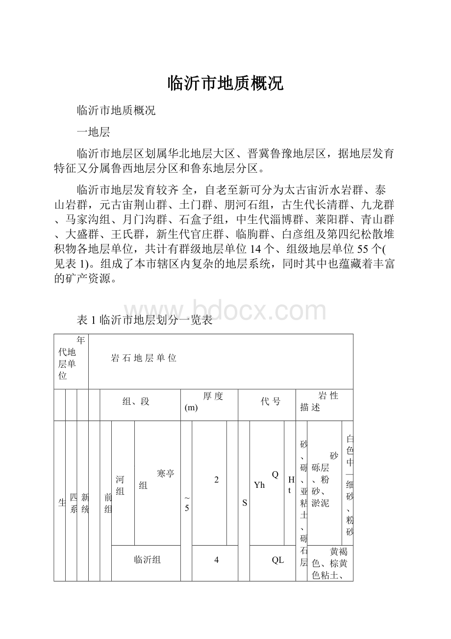 临沂市地质概况.docx