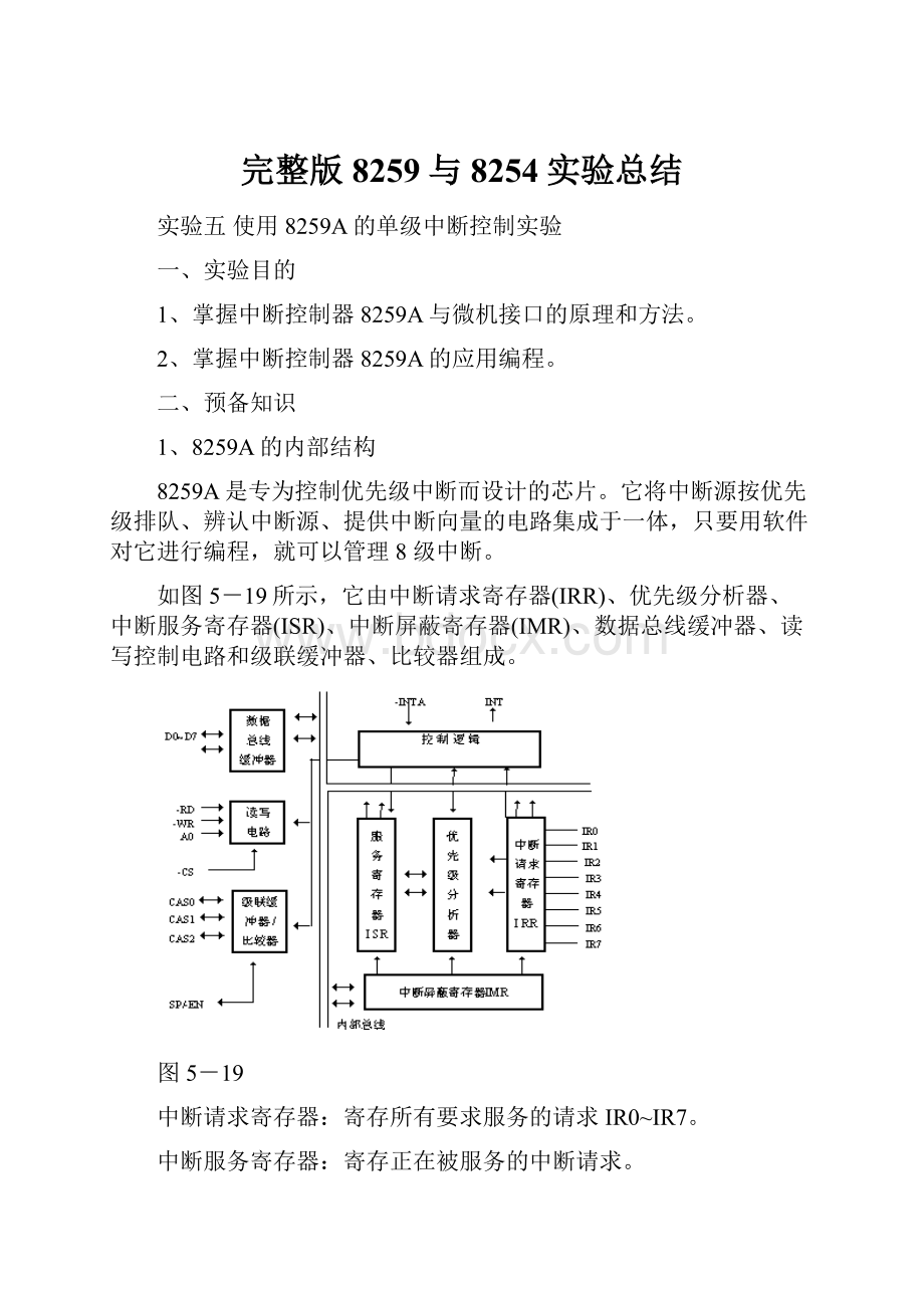 完整版8259与8254实验总结.docx