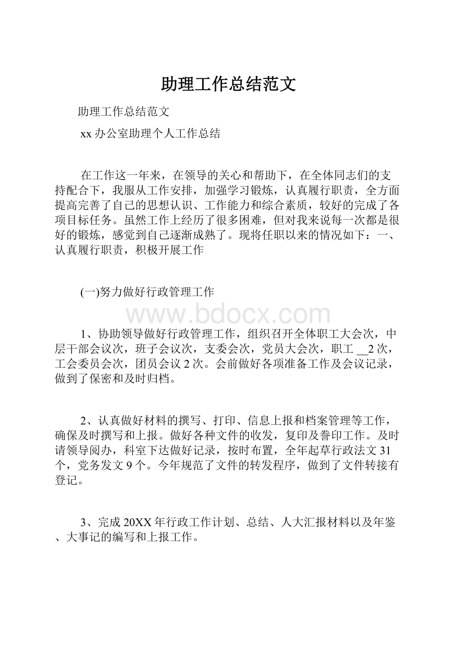 助理工作总结范文.docx