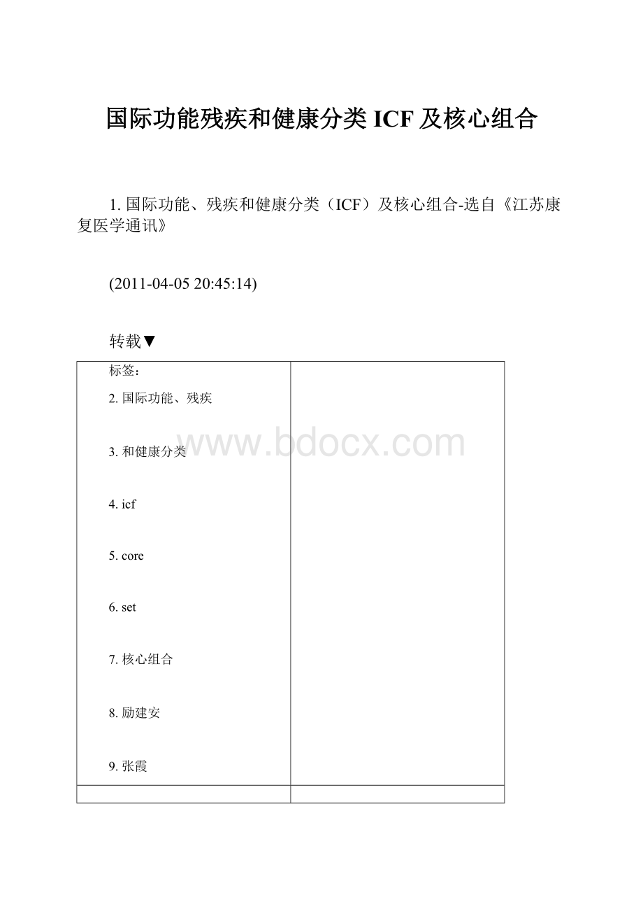 国际功能残疾和健康分类ICF及核心组合.docx