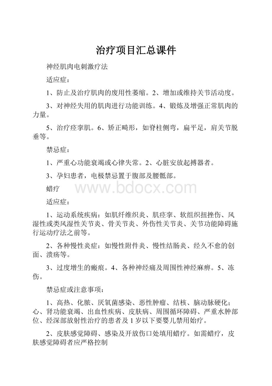 治疗项目汇总课件.docx