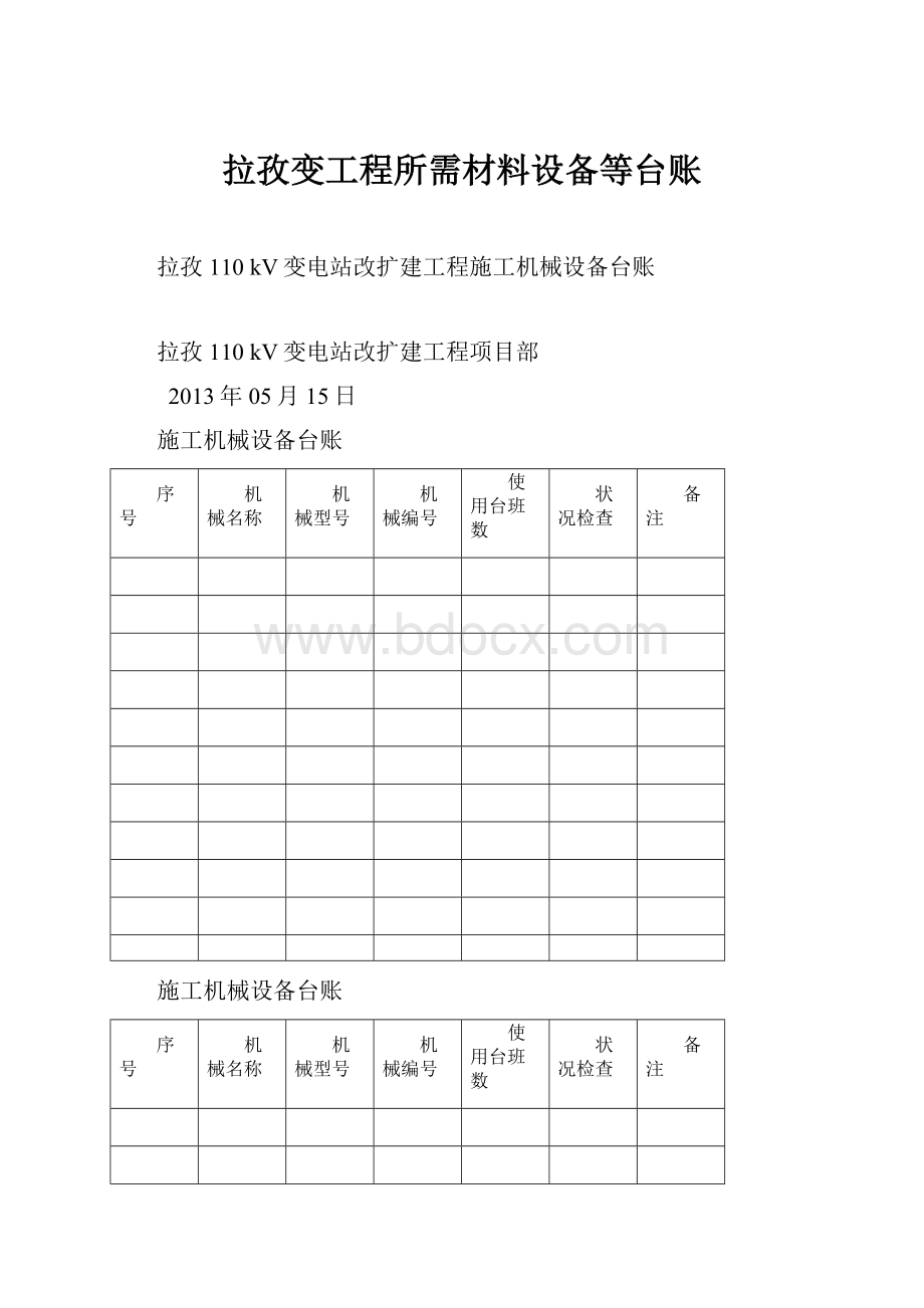 拉孜变工程所需材料设备等台账.docx_第1页