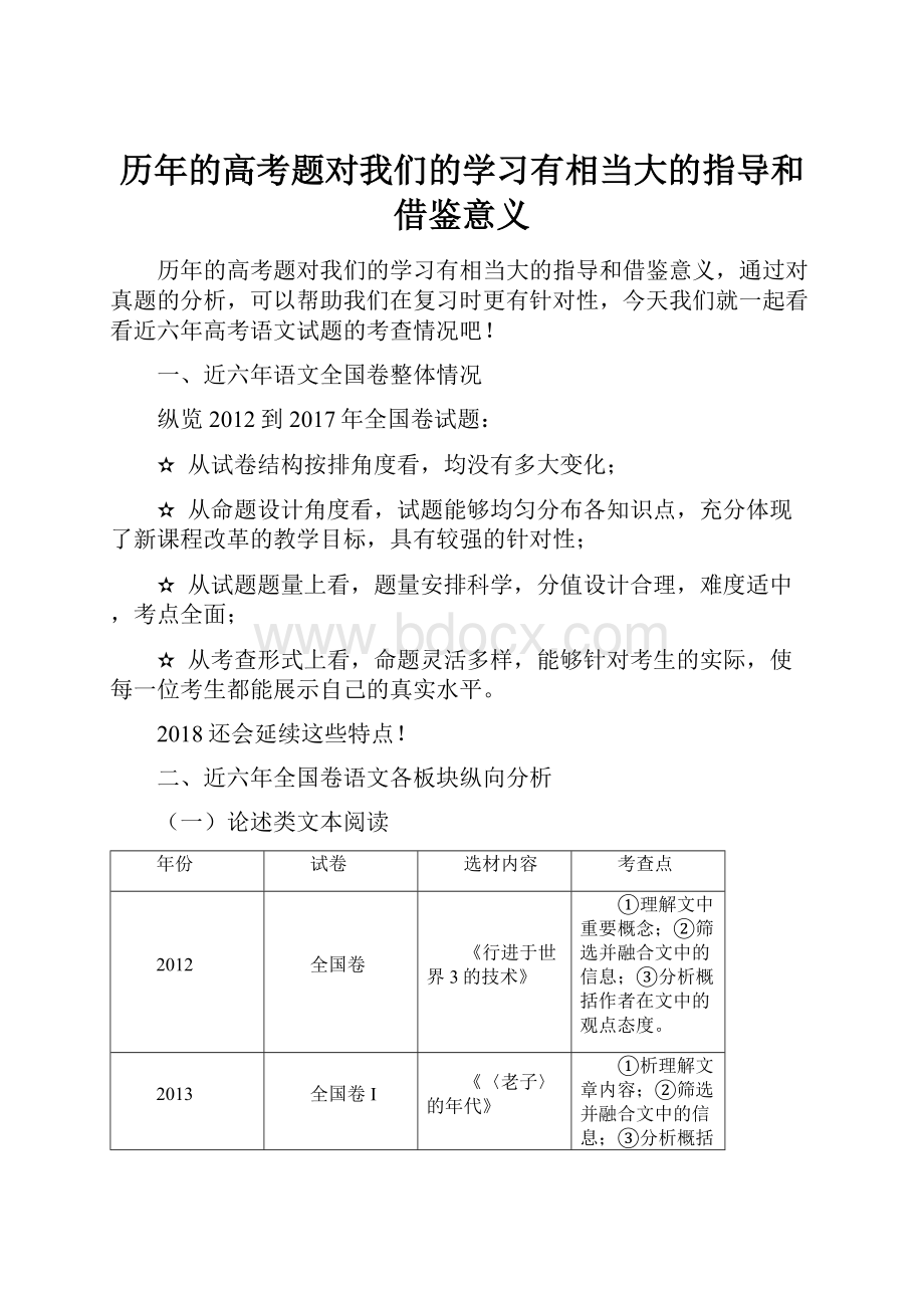 历年的高考题对我们的学习有相当大的指导和借鉴意义.docx_第1页