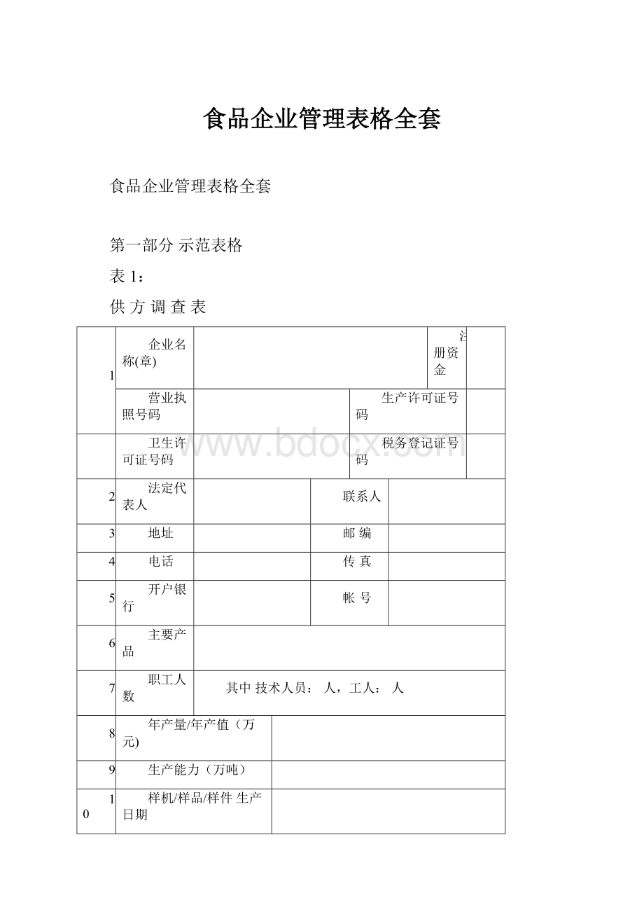 食品企业管理表格全套.docx_第1页