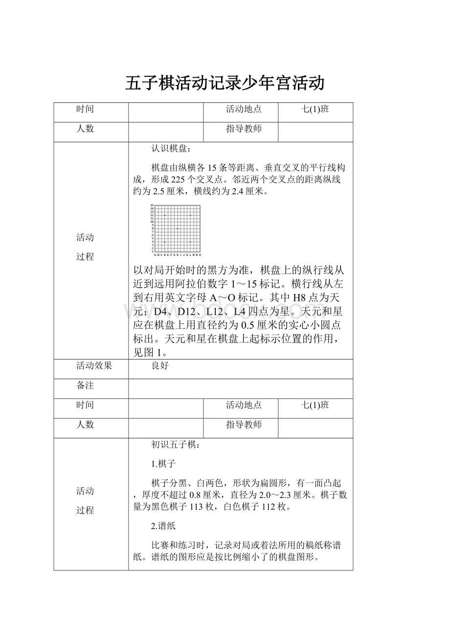 五子棋活动记录少年宫活动.docx_第1页