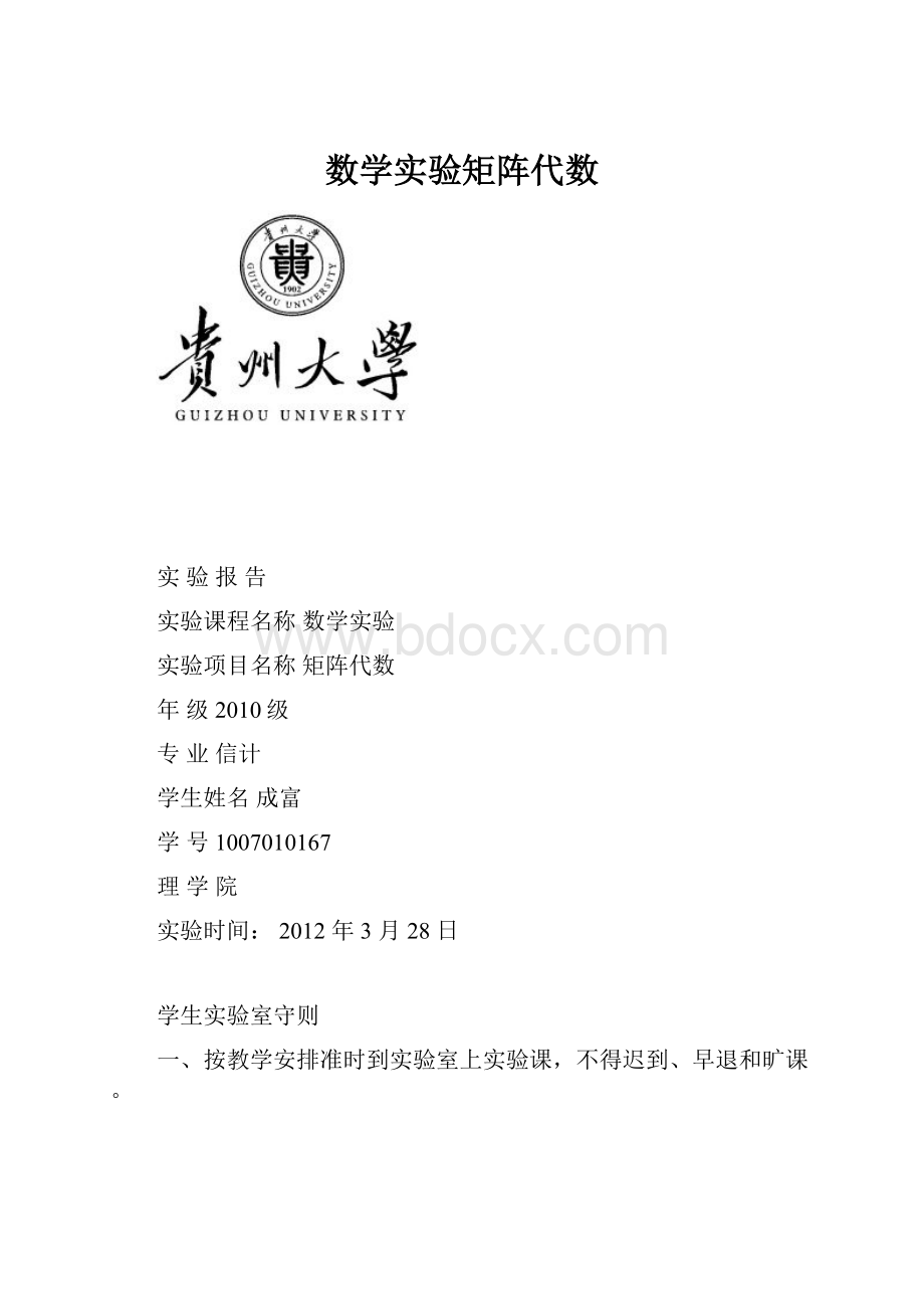 数学实验矩阵代数.docx