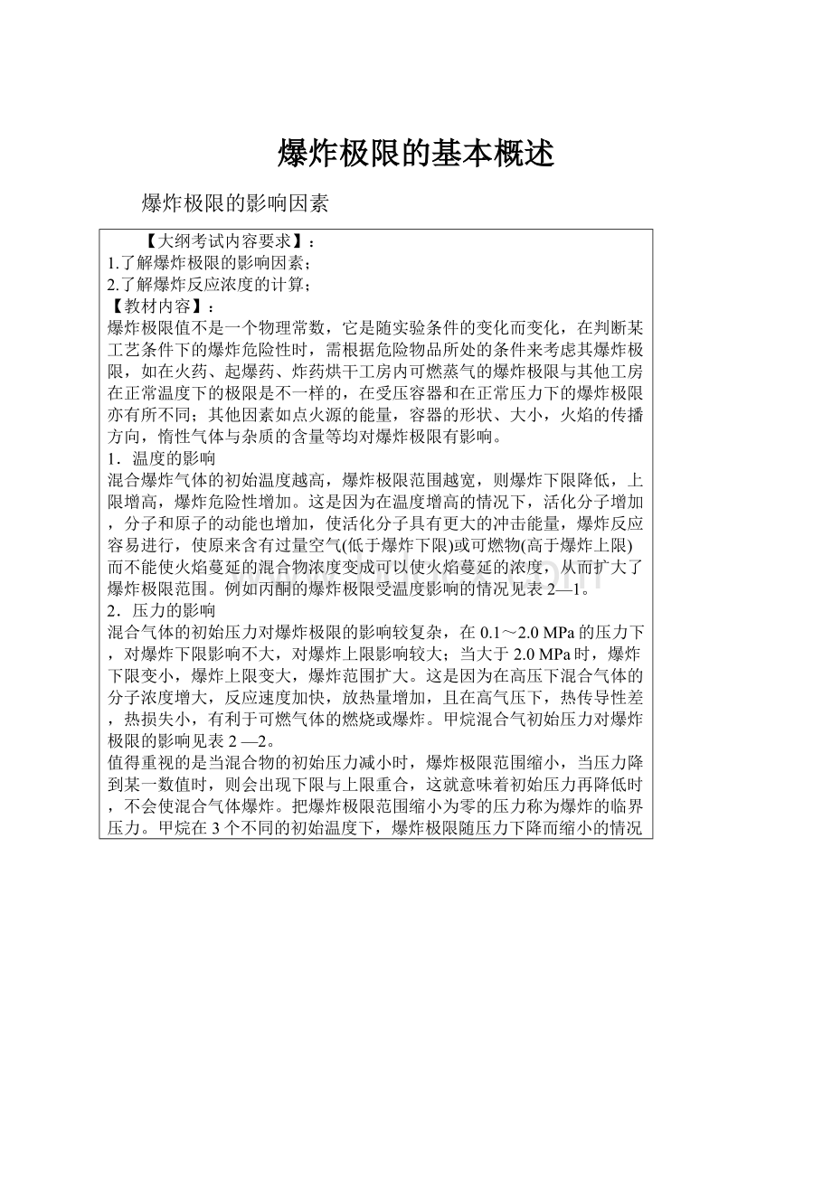 爆炸极限的基本概述.docx