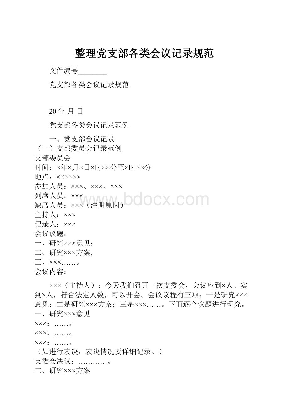 整理党支部各类会议记录规范.docx_第1页