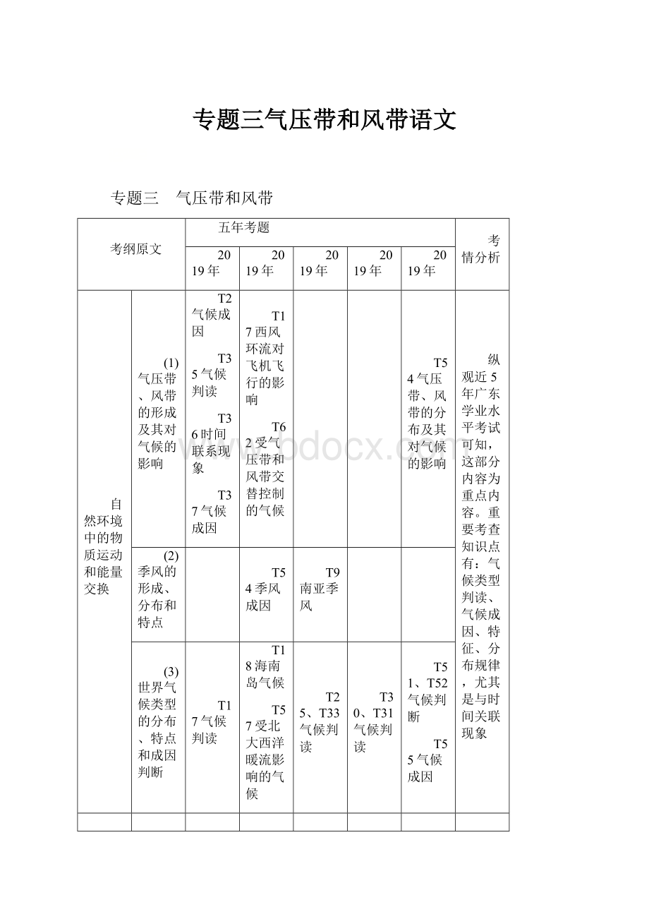 专题三气压带和风带语文.docx