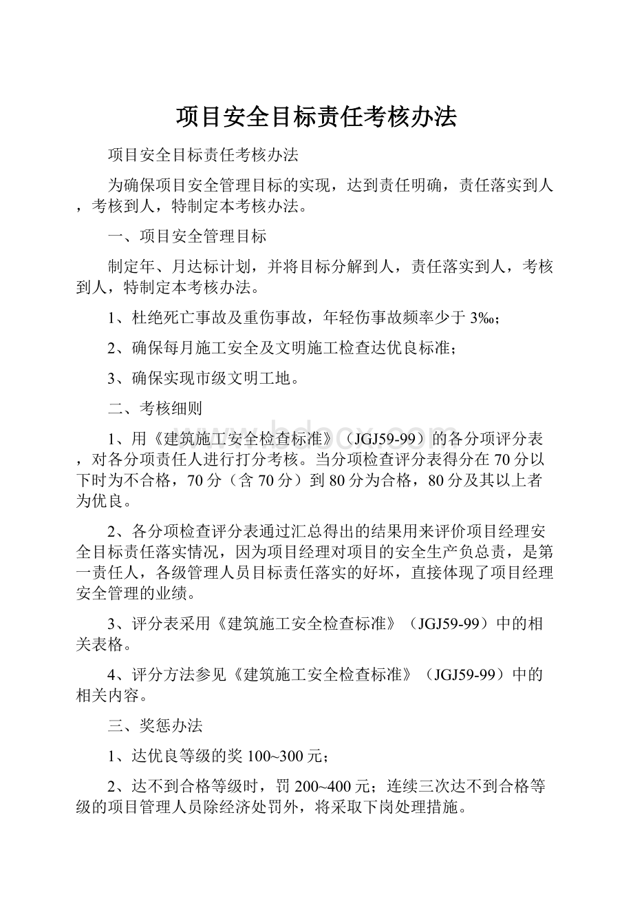 项目安全目标责任考核办法.docx