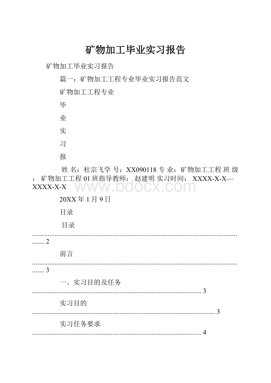 矿物加工毕业实习报告.docx