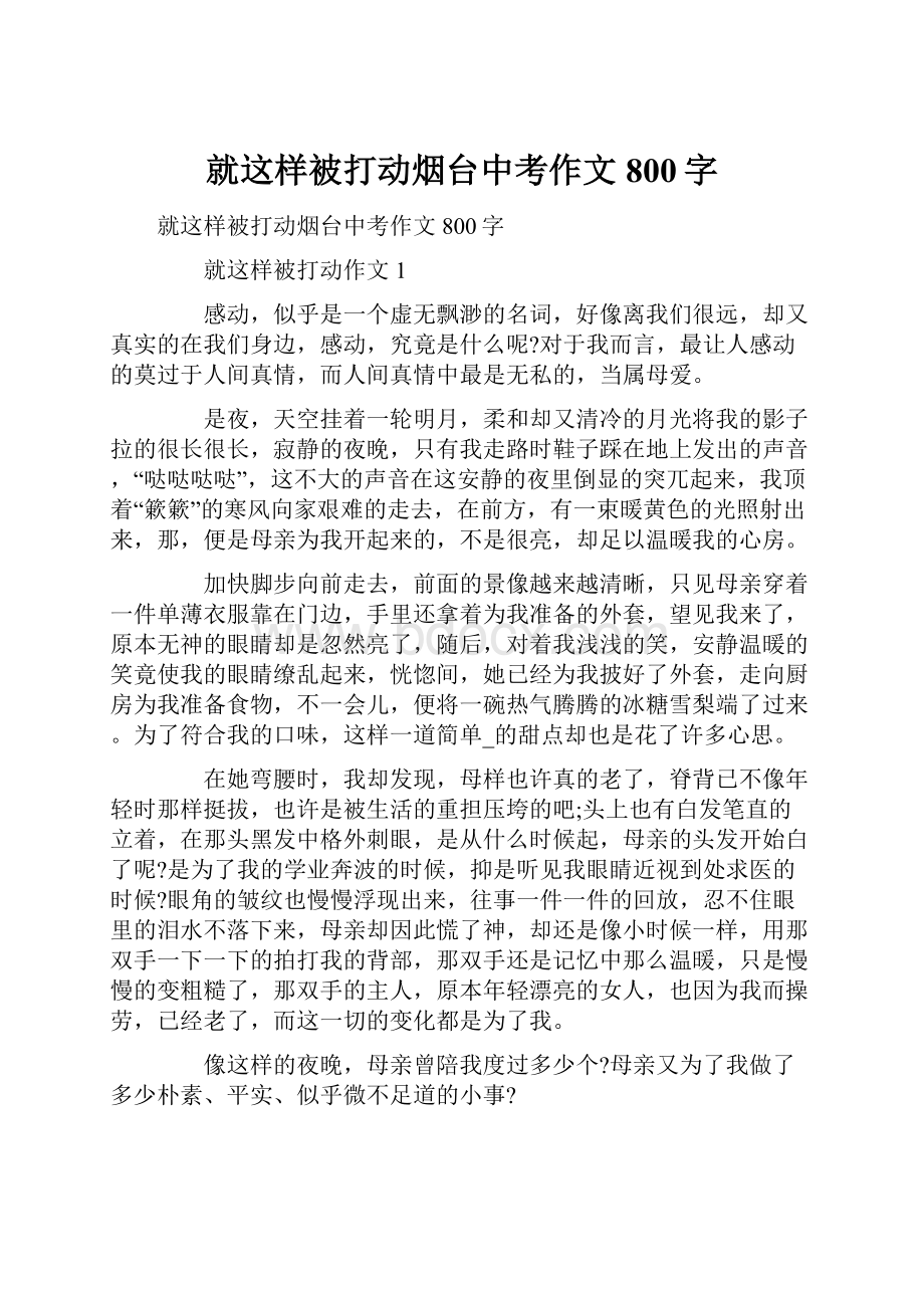 就这样被打动烟台中考作文800字.docx