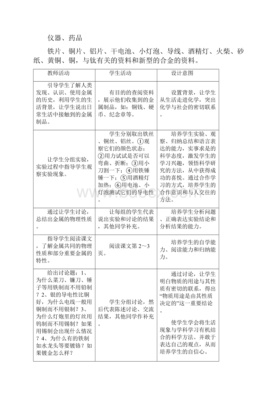 名校联盟天津市武清区杨村第五中学人教版九年级化学下册《第八单元 金属和金属材料》章节教学案.docx_第2页