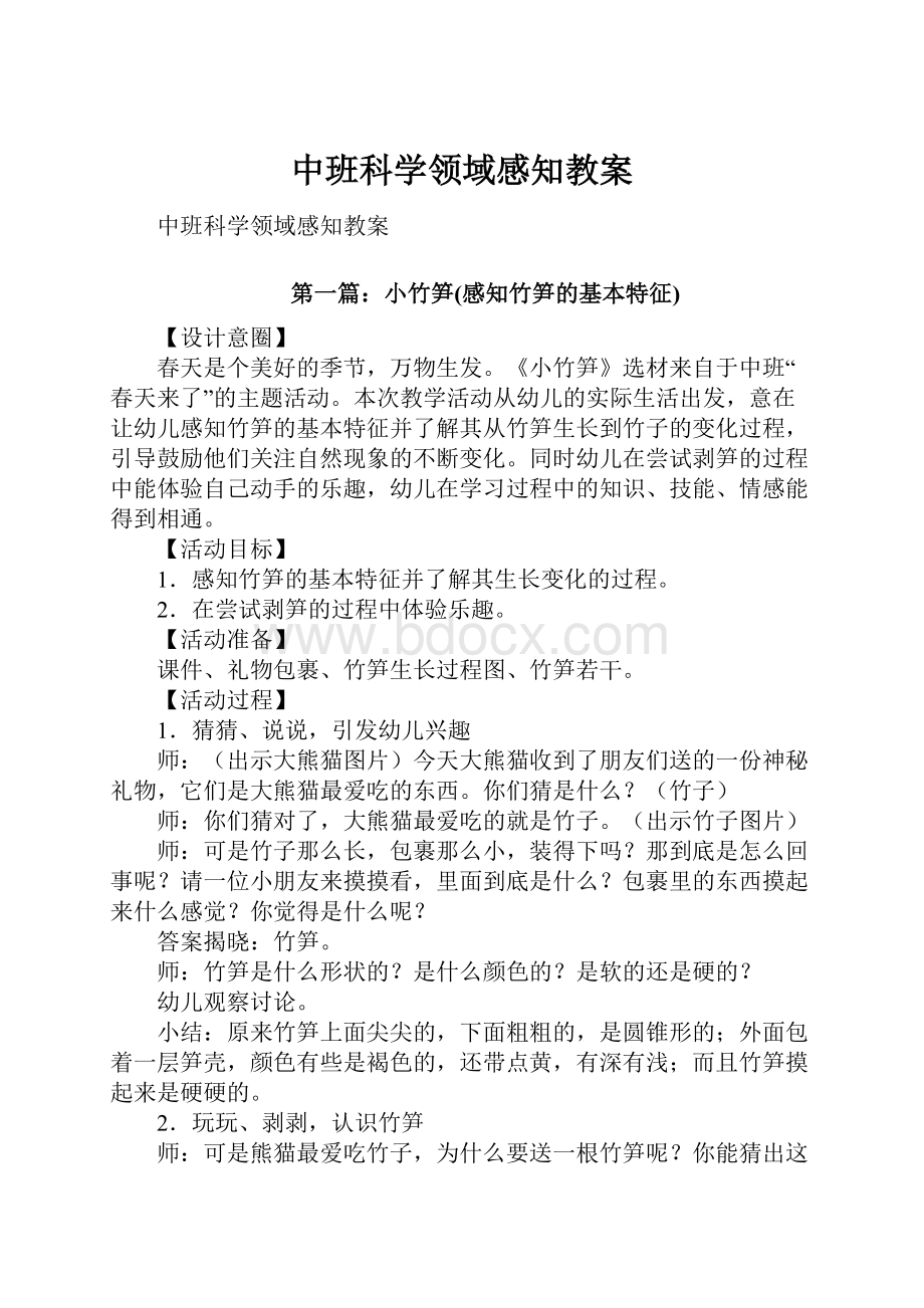 中班科学领域感知教案.docx