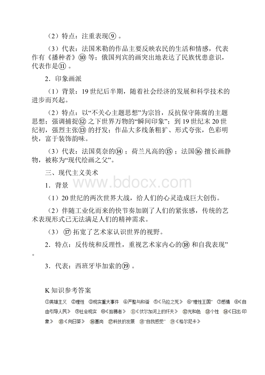 学年高中历史 第8单元 19世纪以来的世界文学艺术 第23课 美术的辉煌试题 新人.docx_第2页