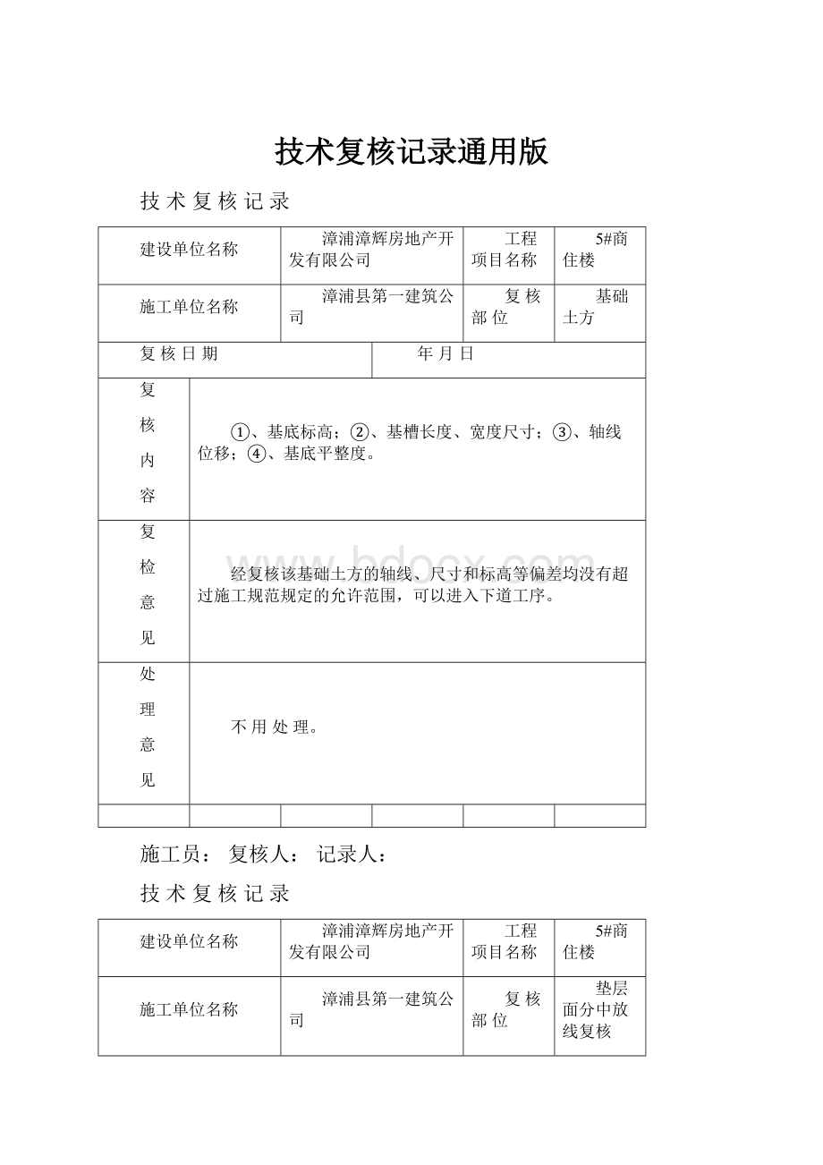 技术复核记录通用版.docx