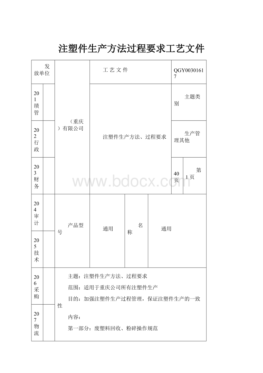 注塑件生产方法过程要求工艺文件.docx_第1页