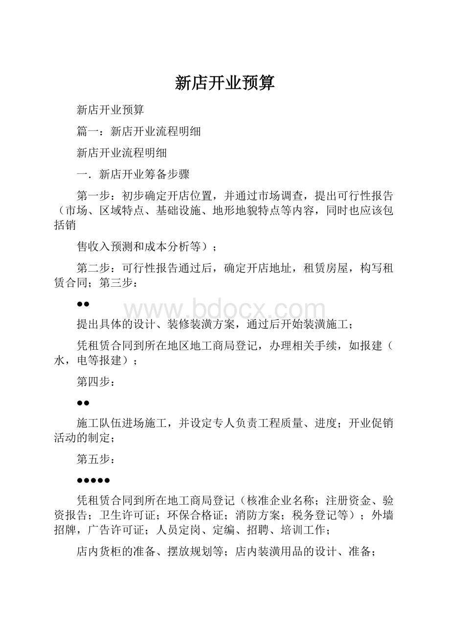 新店开业预算.docx