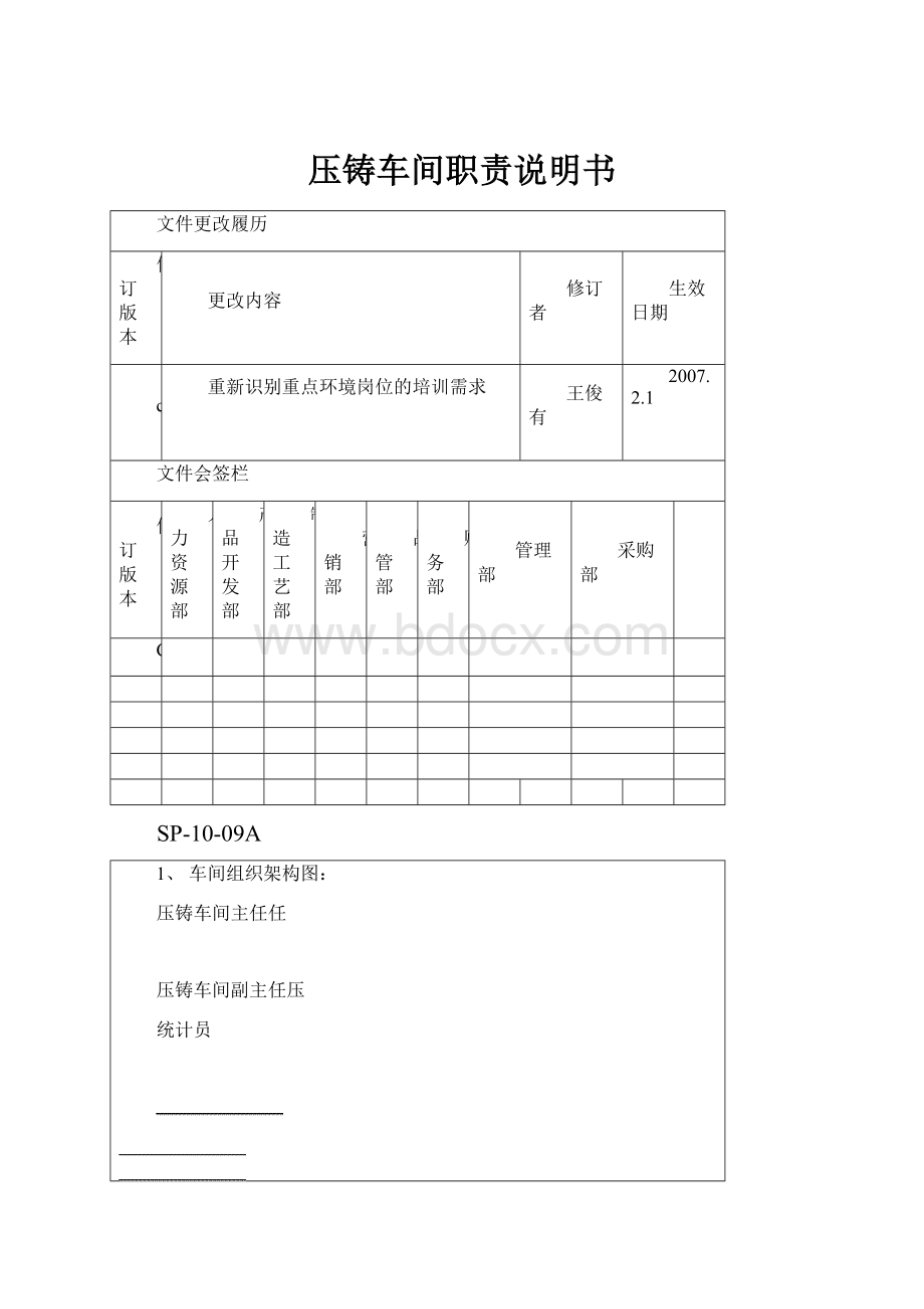 压铸车间职责说明书.docx