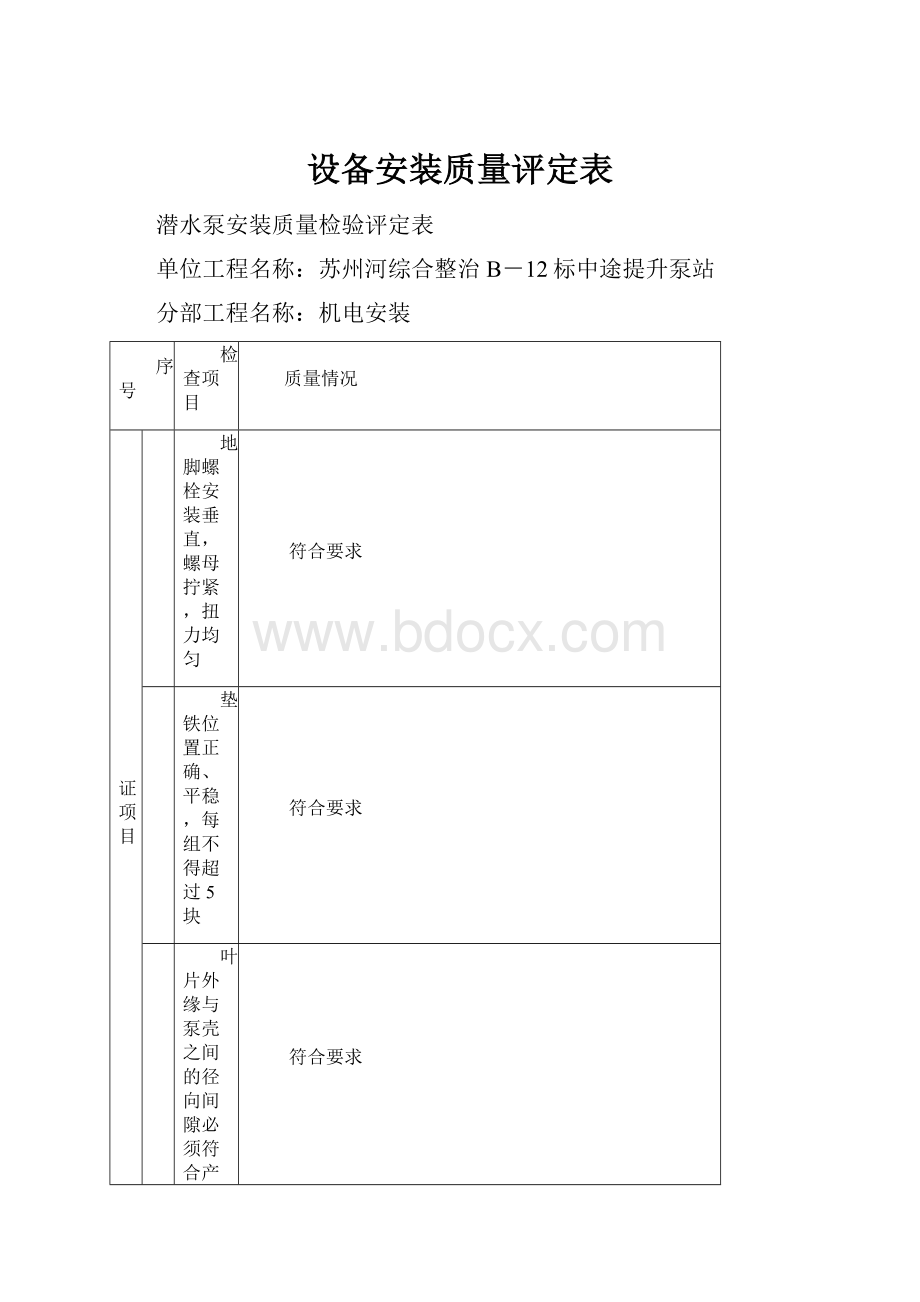 设备安装质量评定表.docx