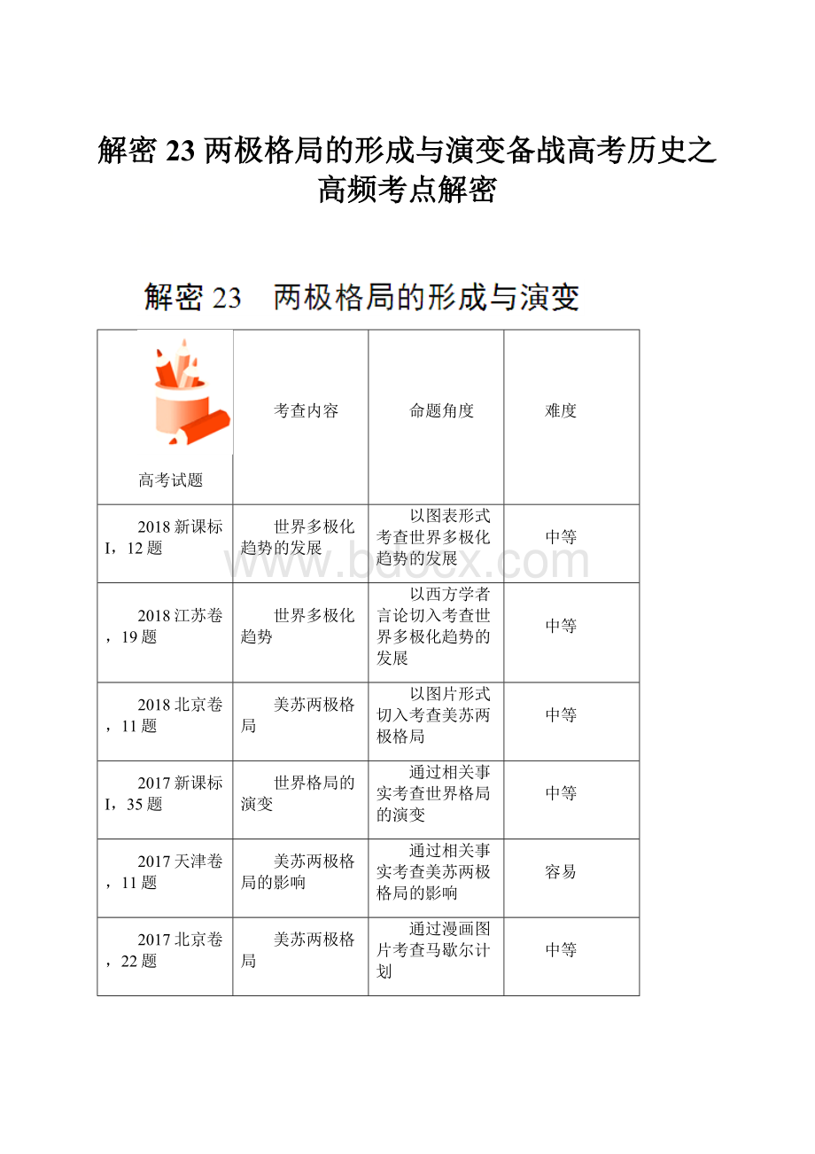 解密23 两极格局的形成与演变备战高考历史之高频考点解密.docx_第1页