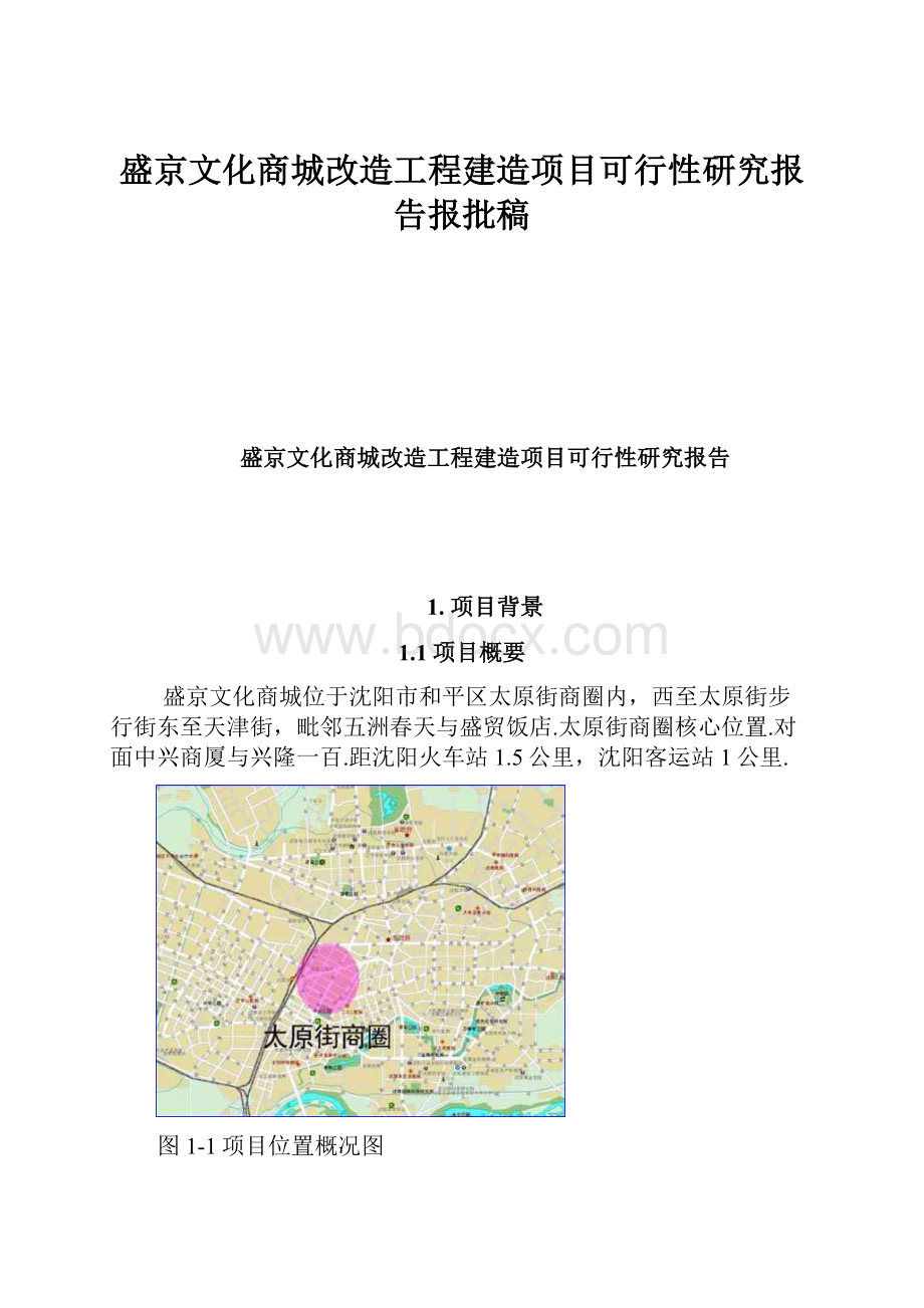 盛京文化商城改造工程建造项目可行性研究报告报批稿.docx_第1页