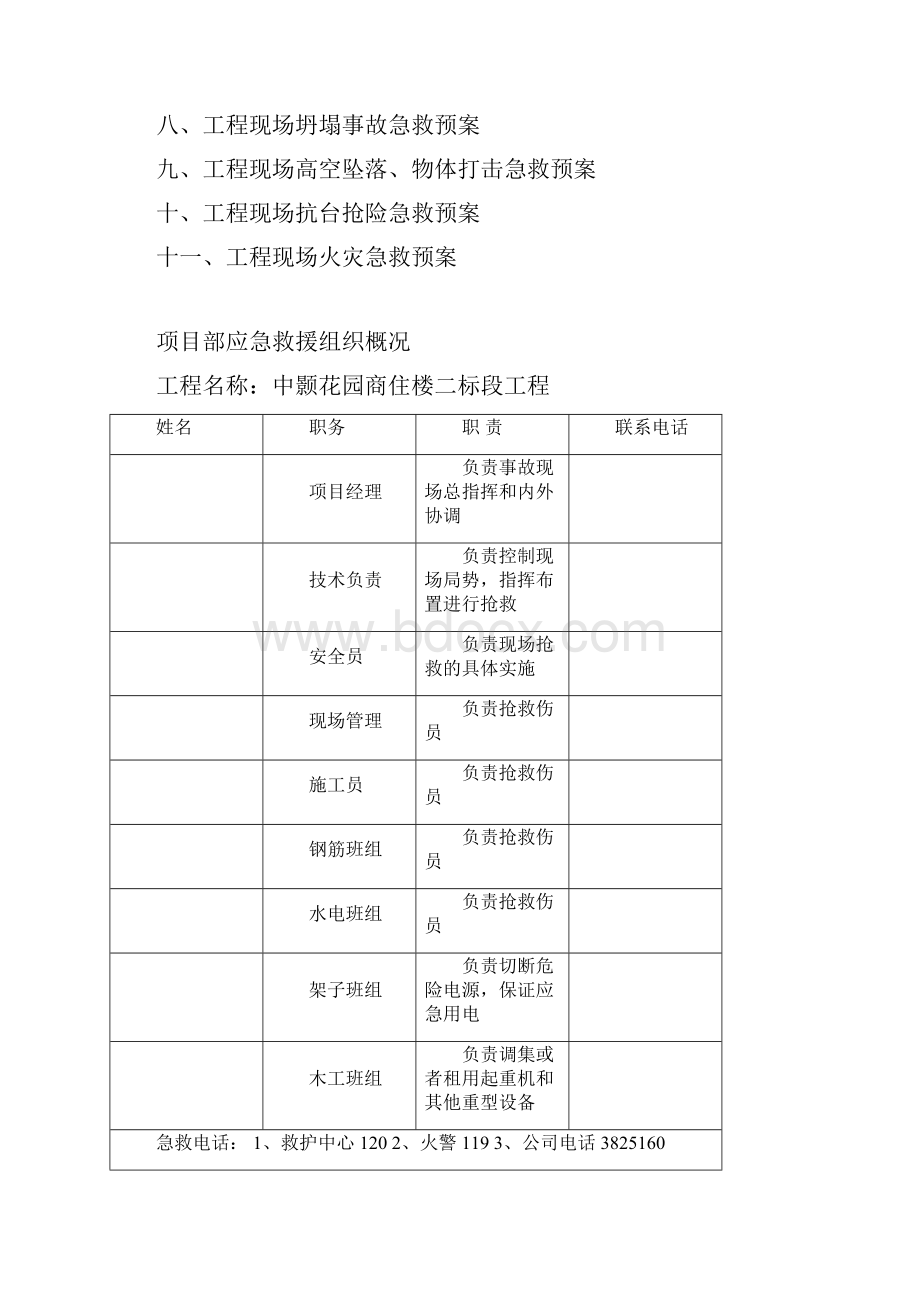 项目部应急救援预案包括井架搭拆.docx_第2页