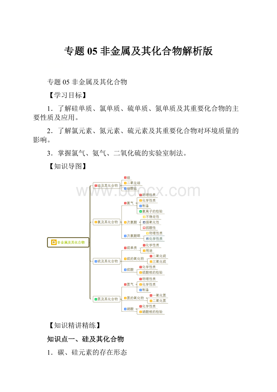 专题05 非金属及其化合物解析版.docx