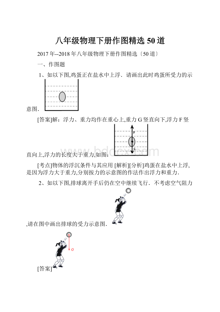 八年级物理下册作图精选50道.docx_第1页