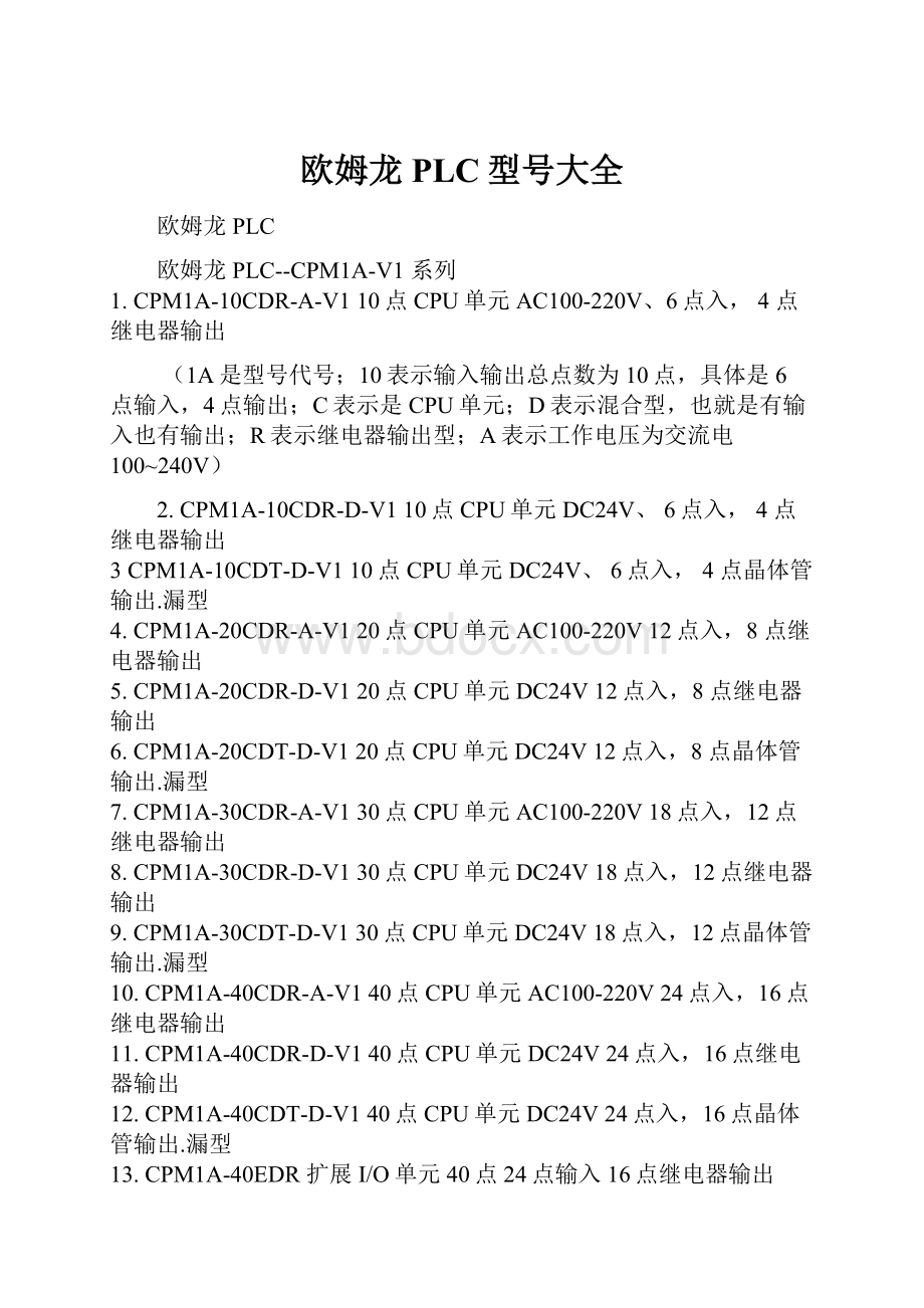 欧姆龙PLC型号大全.docx_第1页