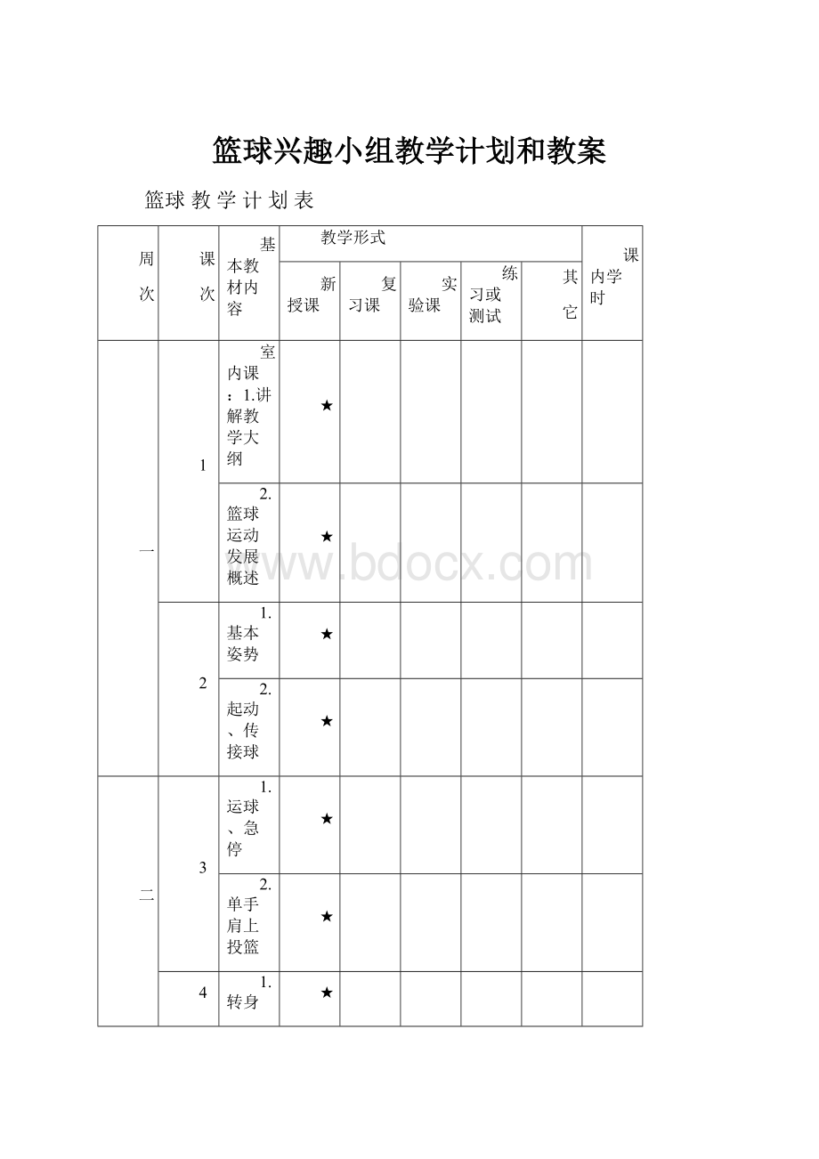 篮球兴趣小组教学计划和教案.docx