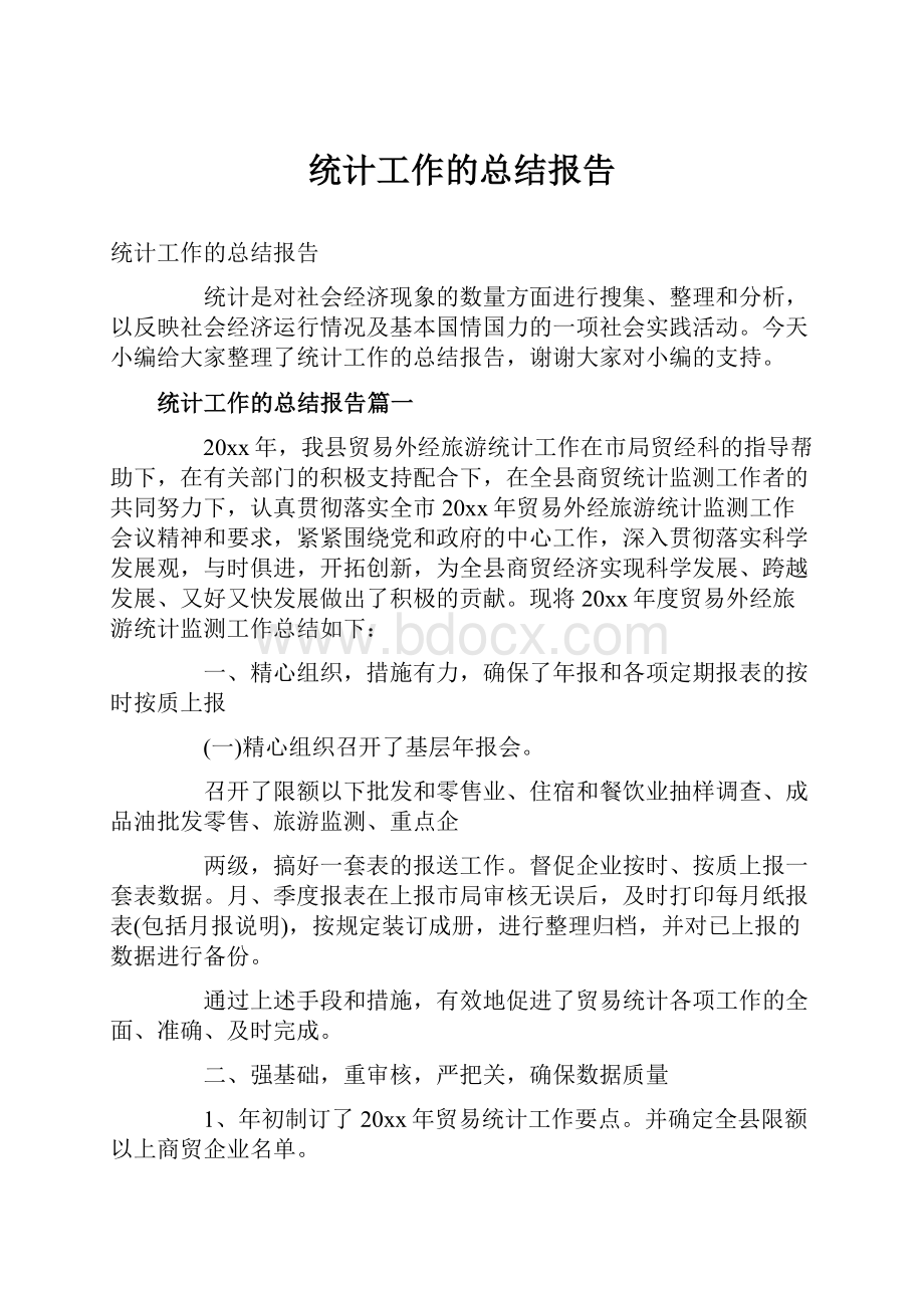 统计工作的总结报告.docx