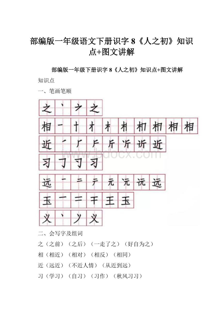 部编版一年级语文下册识字8《人之初》知识点+图文讲解.docx_第1页