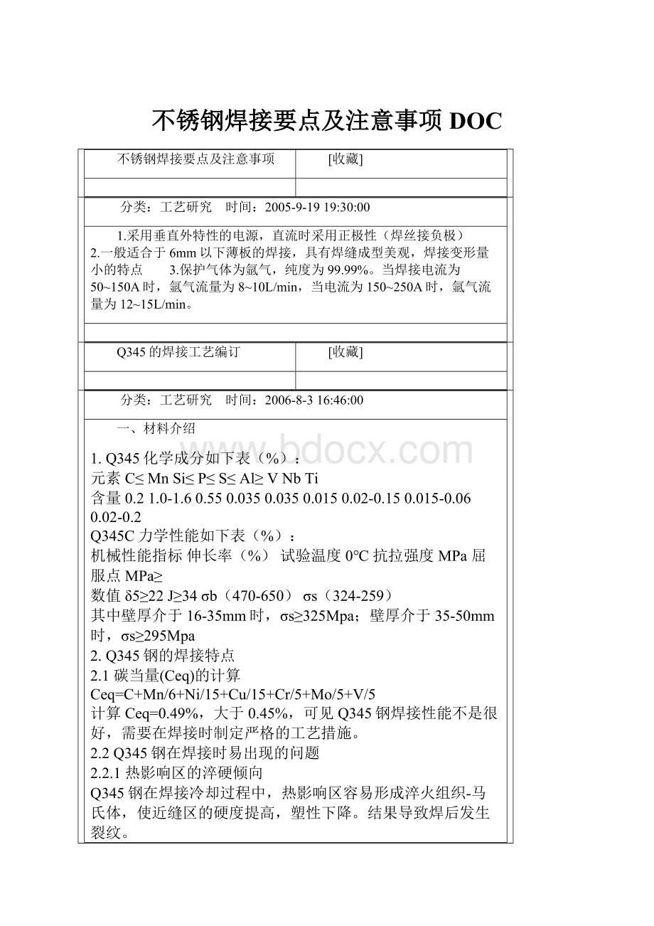 不锈钢焊接要点及注意事项DOC.docx_第1页