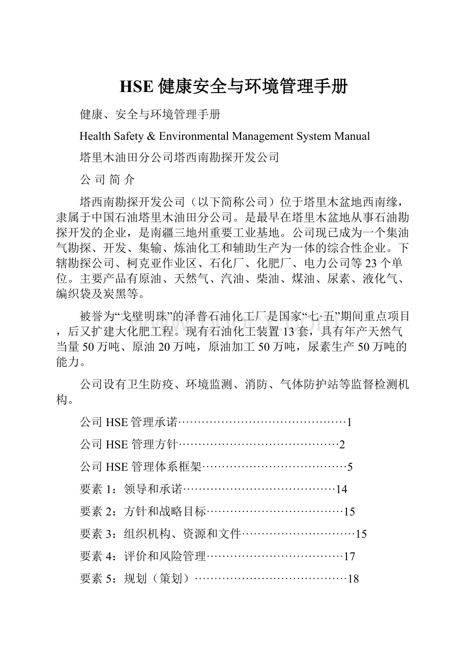 HSE健康安全与环境管理手册.docx_第1页