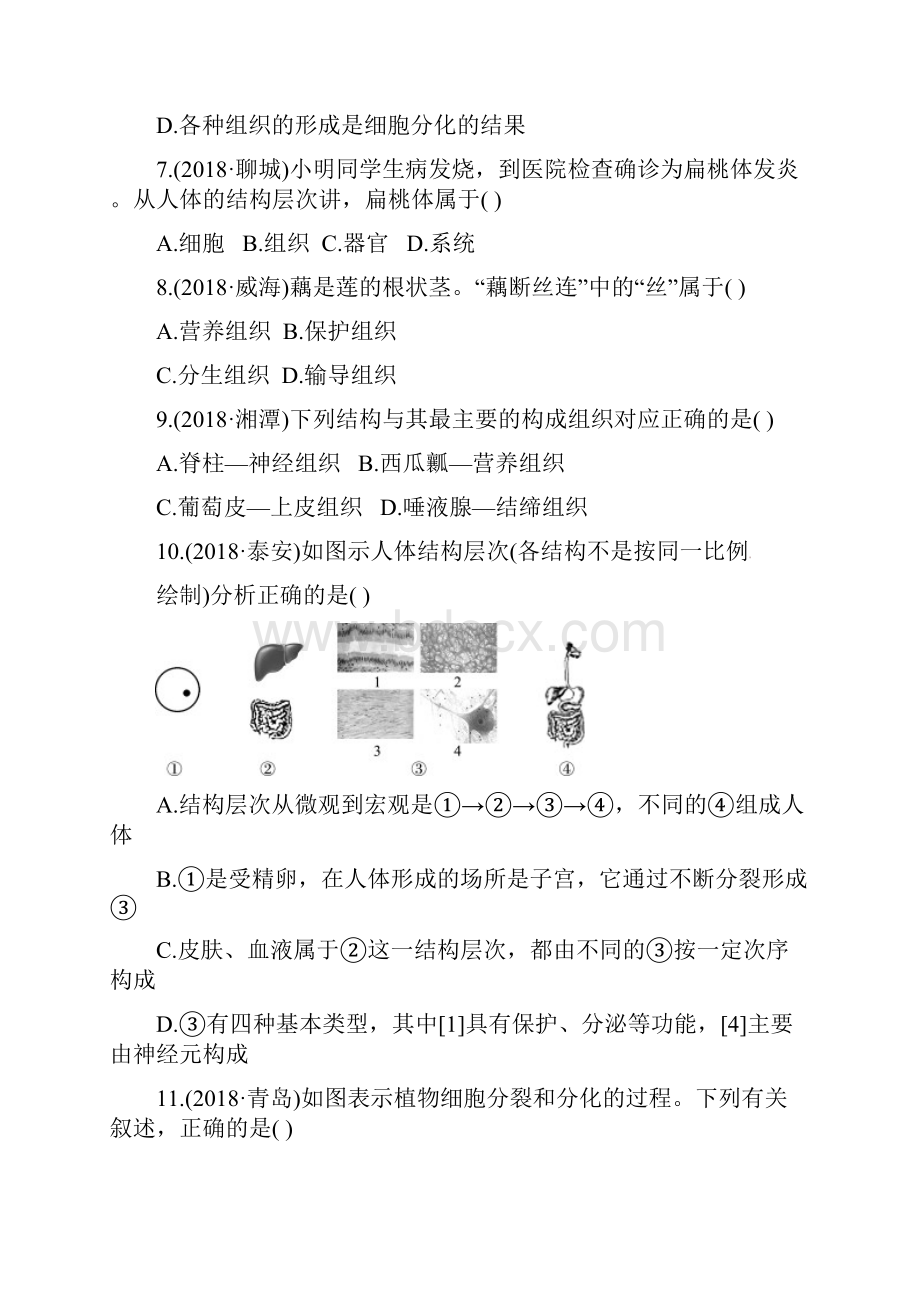 中考生物第一单元第二章模拟训练.docx_第3页